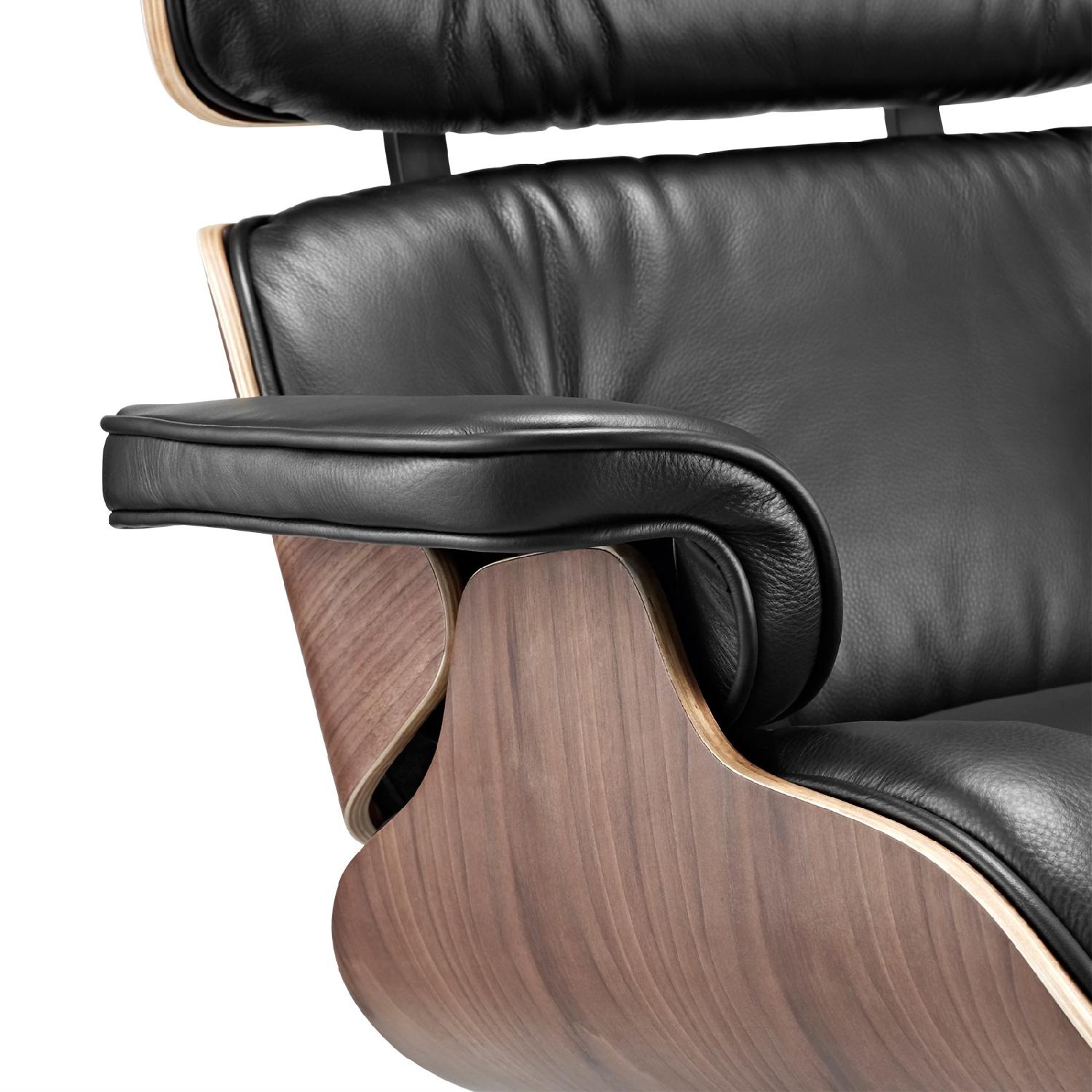 Leather Eames Lounge Chair Replica & Ottoman in Cream - image-5