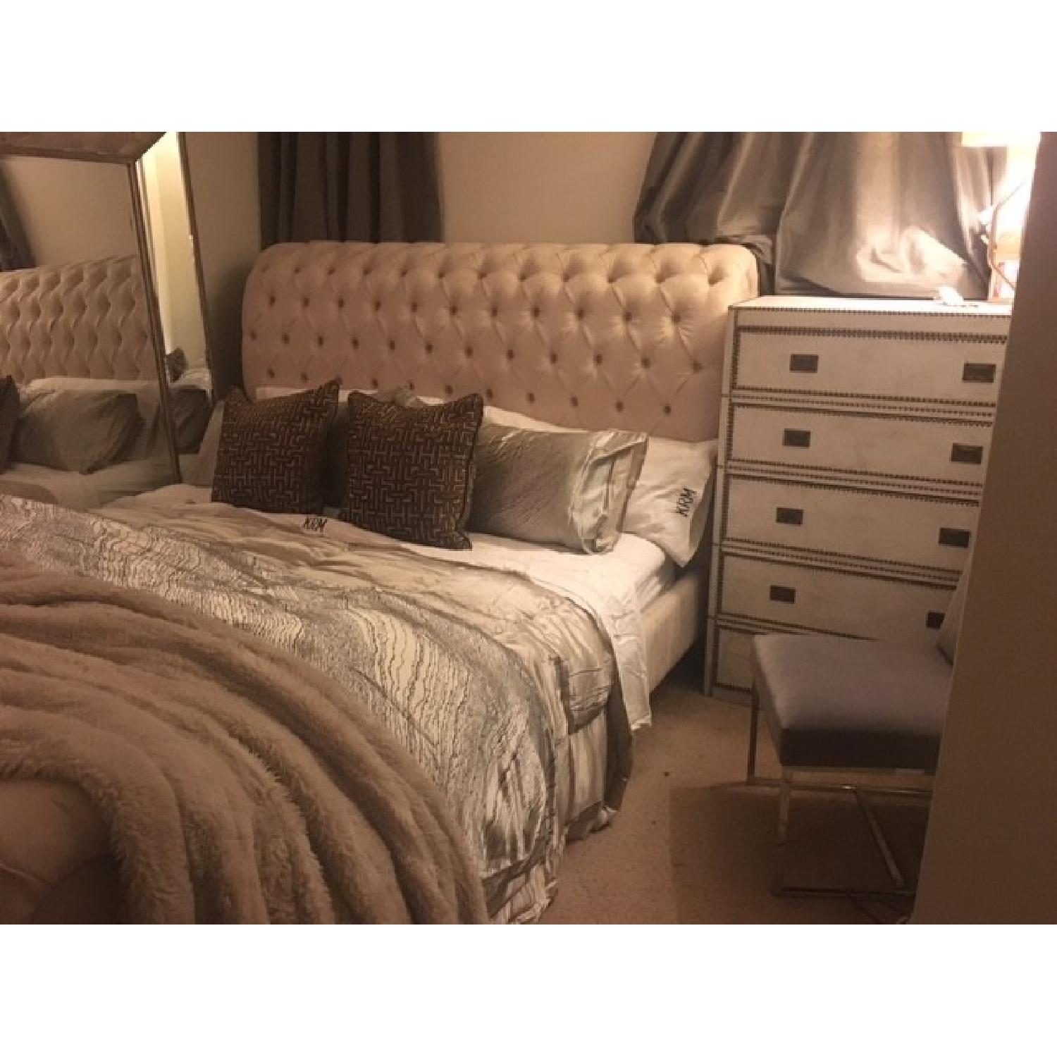 Z Gallerie California King Suede Sleigh Bed Frame - image-1