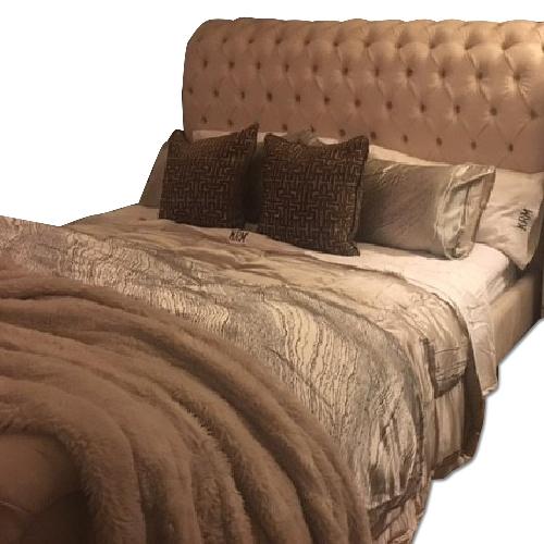 Used Z Gallerie California King Suede Sleigh Bed Frame for sale on AptDeco