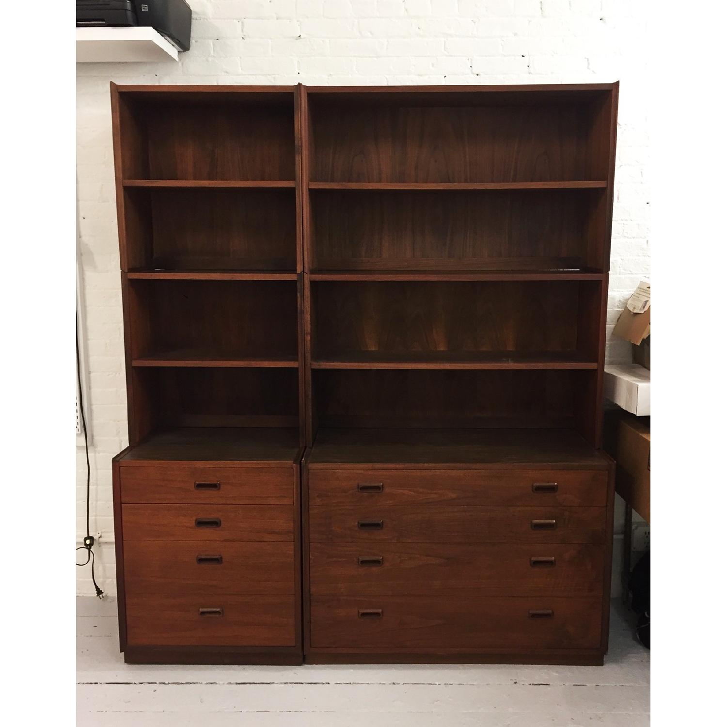 Mid Century Modern Bookcase w/ Drawers - image-1