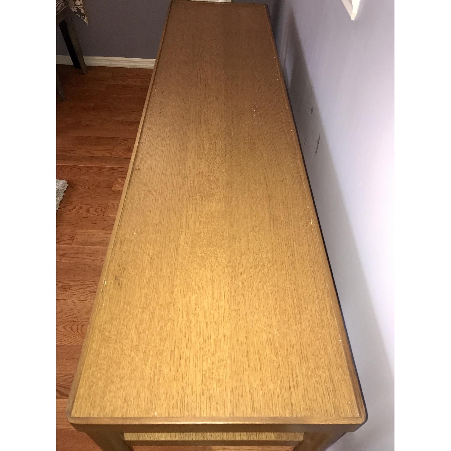 Long Narrow Oak Side Table w/ One Shelf - image-2