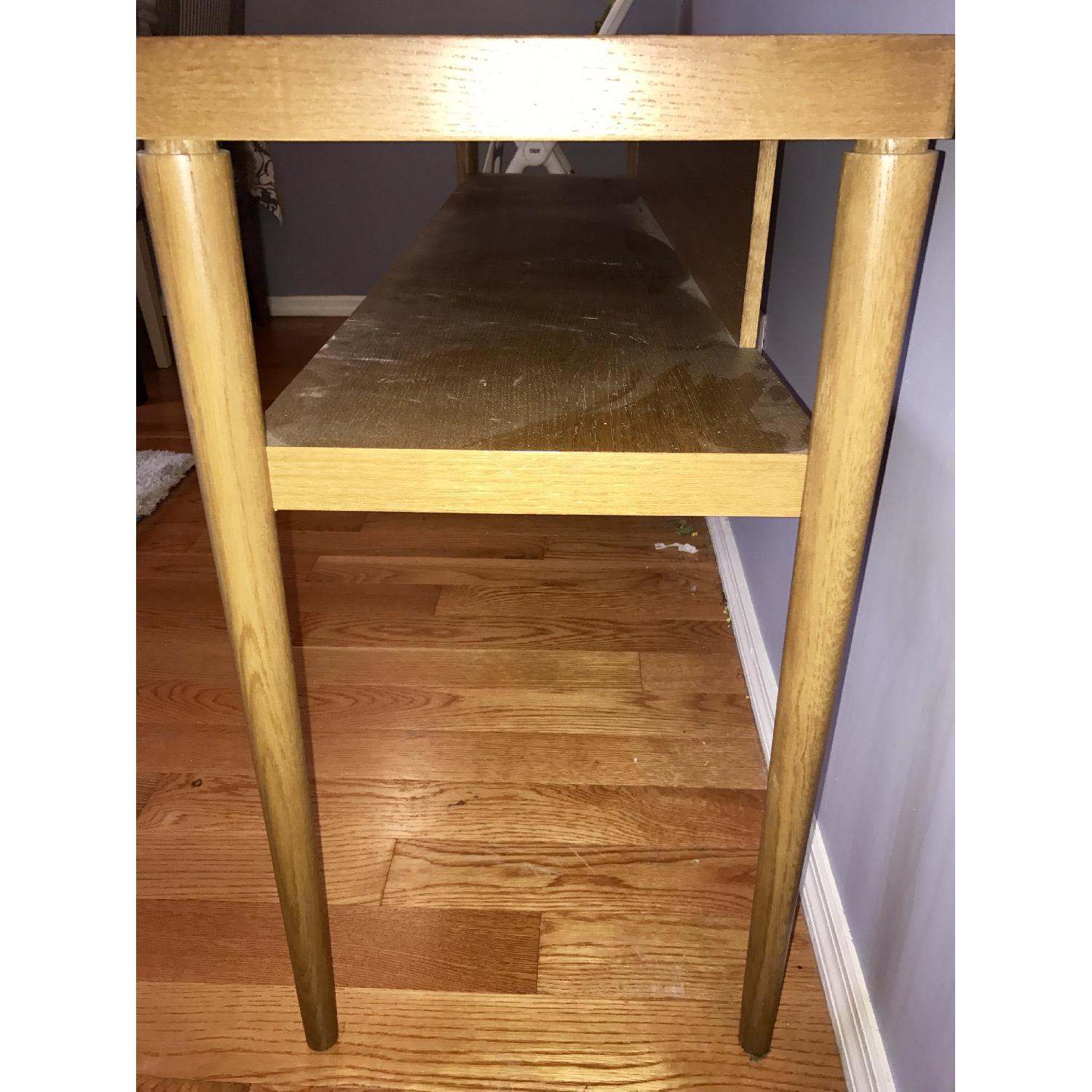Long Narrow Oak Side Table w/ One Shelf - image-3