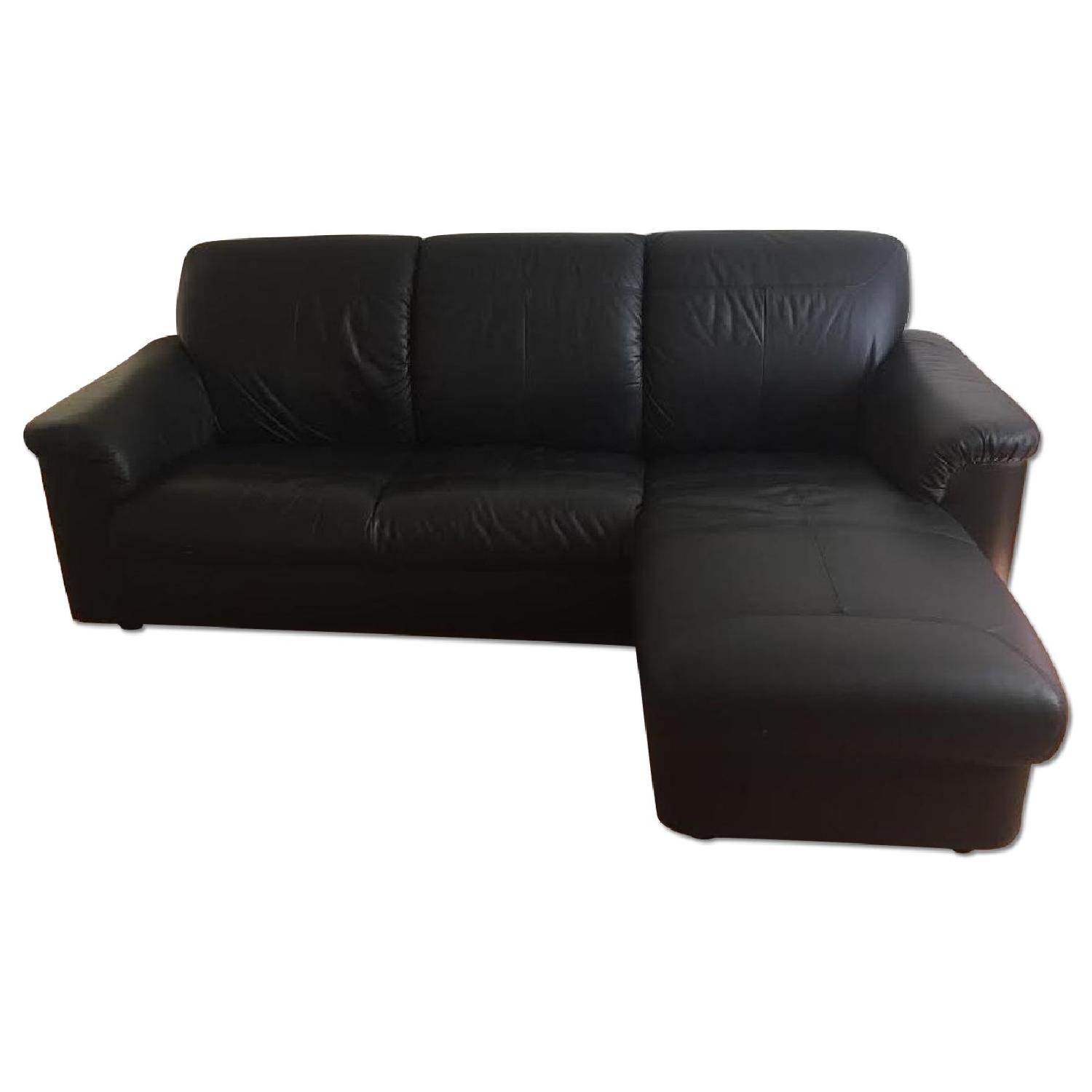 Ikea Timsfors Black Leather Sectional Sofa AptDeco