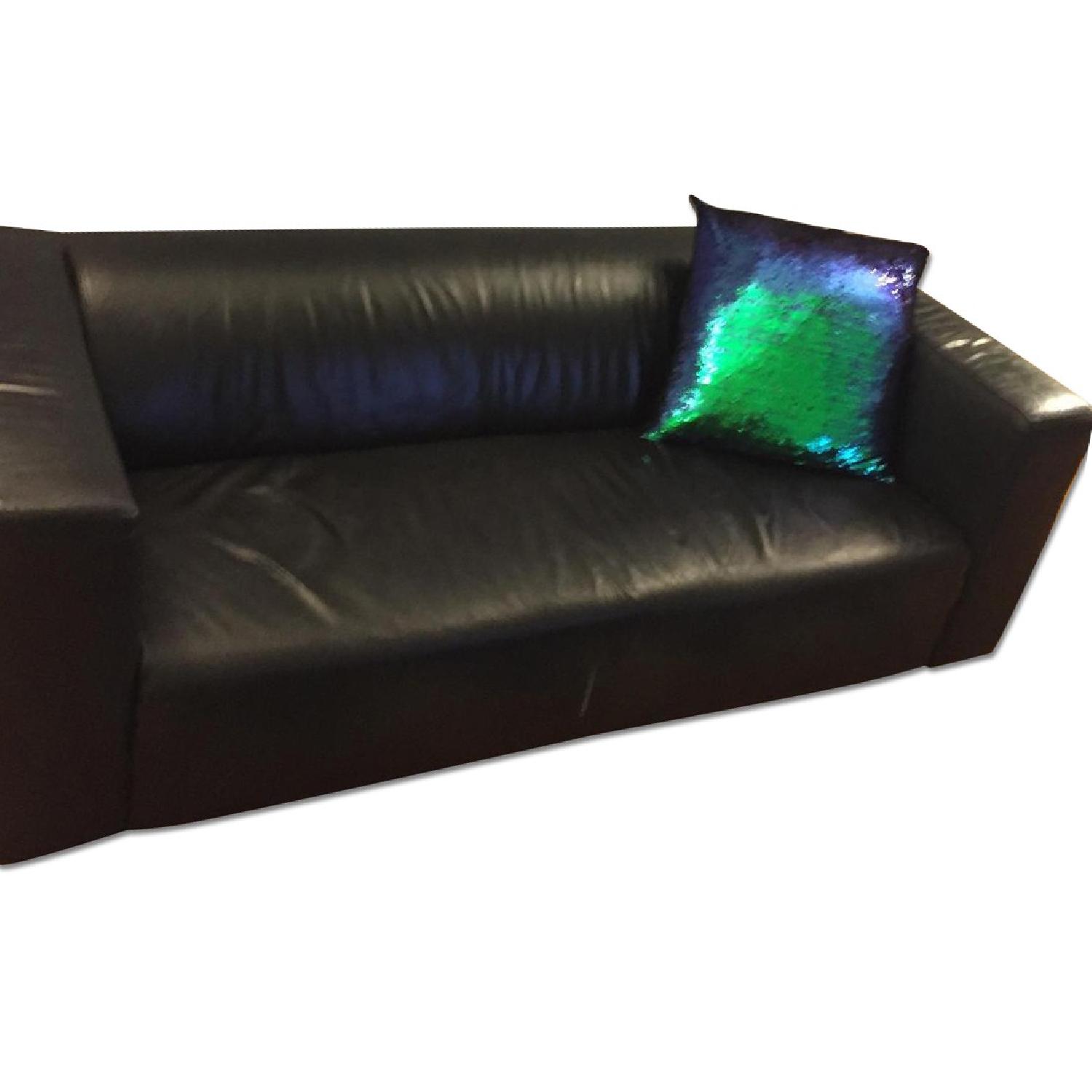 Ikea Leather Apartment Sofa - image-0