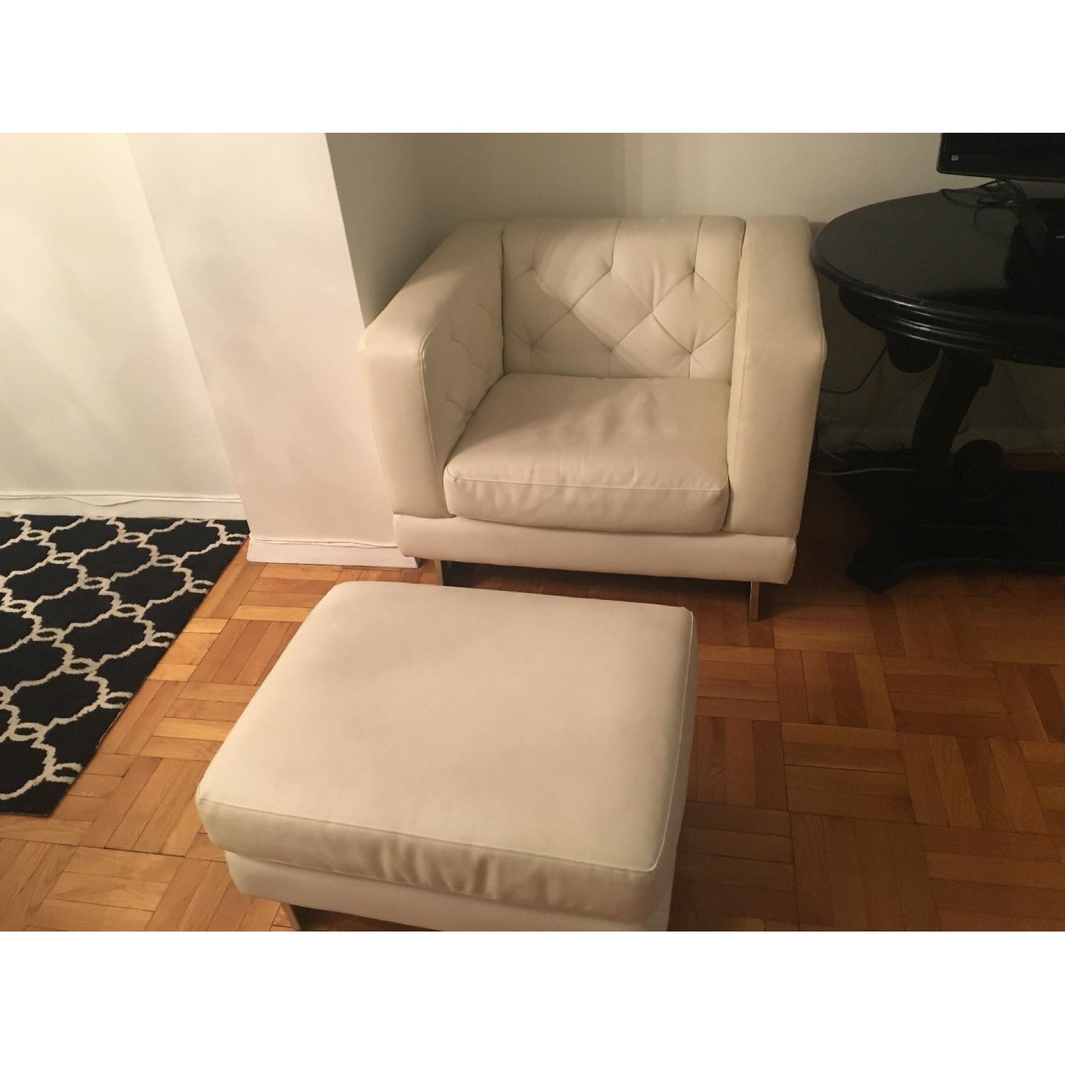 Jennifer Convertible Leather Armchairs & Ottoman - image-1