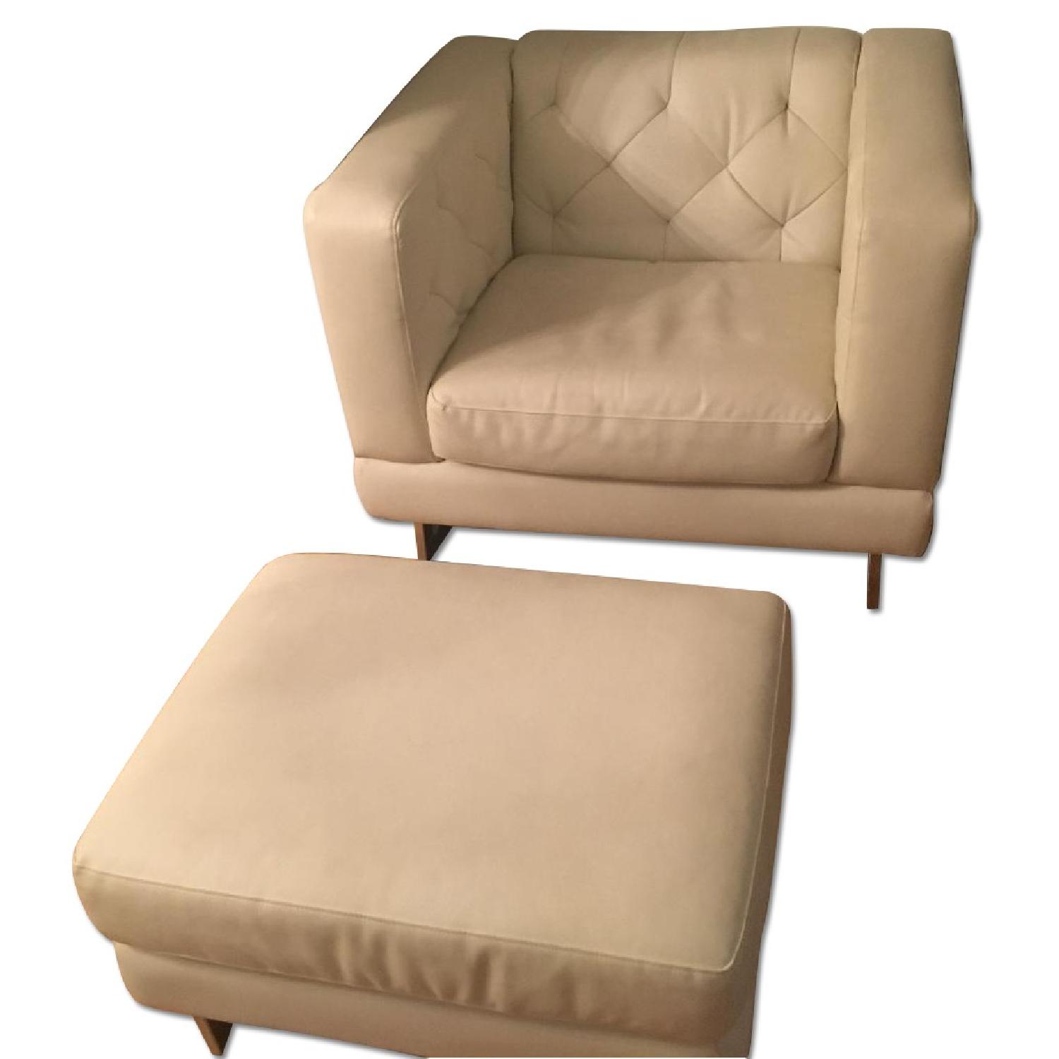 Jennifer Convertible Leather Armchairs & Ottoman - image-0