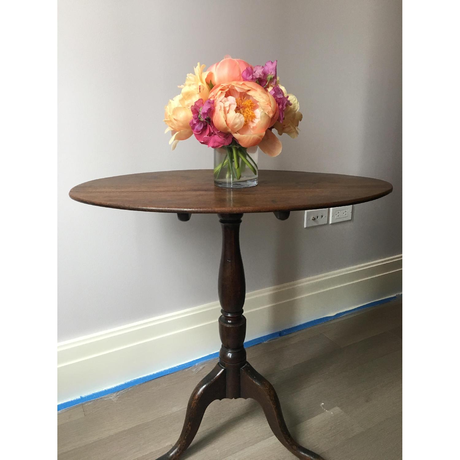 Antique Oval Wooden Side Table - image-1