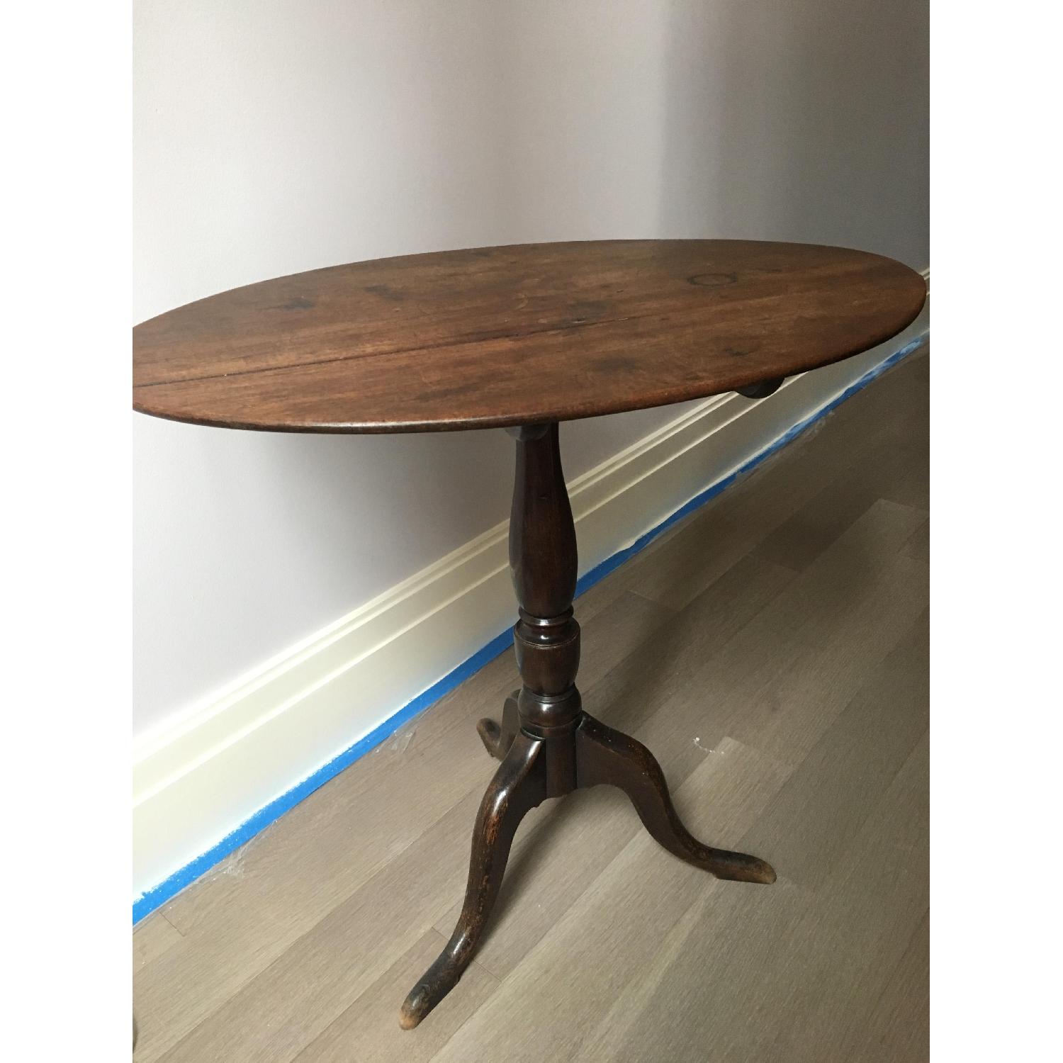 Antique Oval Wooden Side Table - image-4