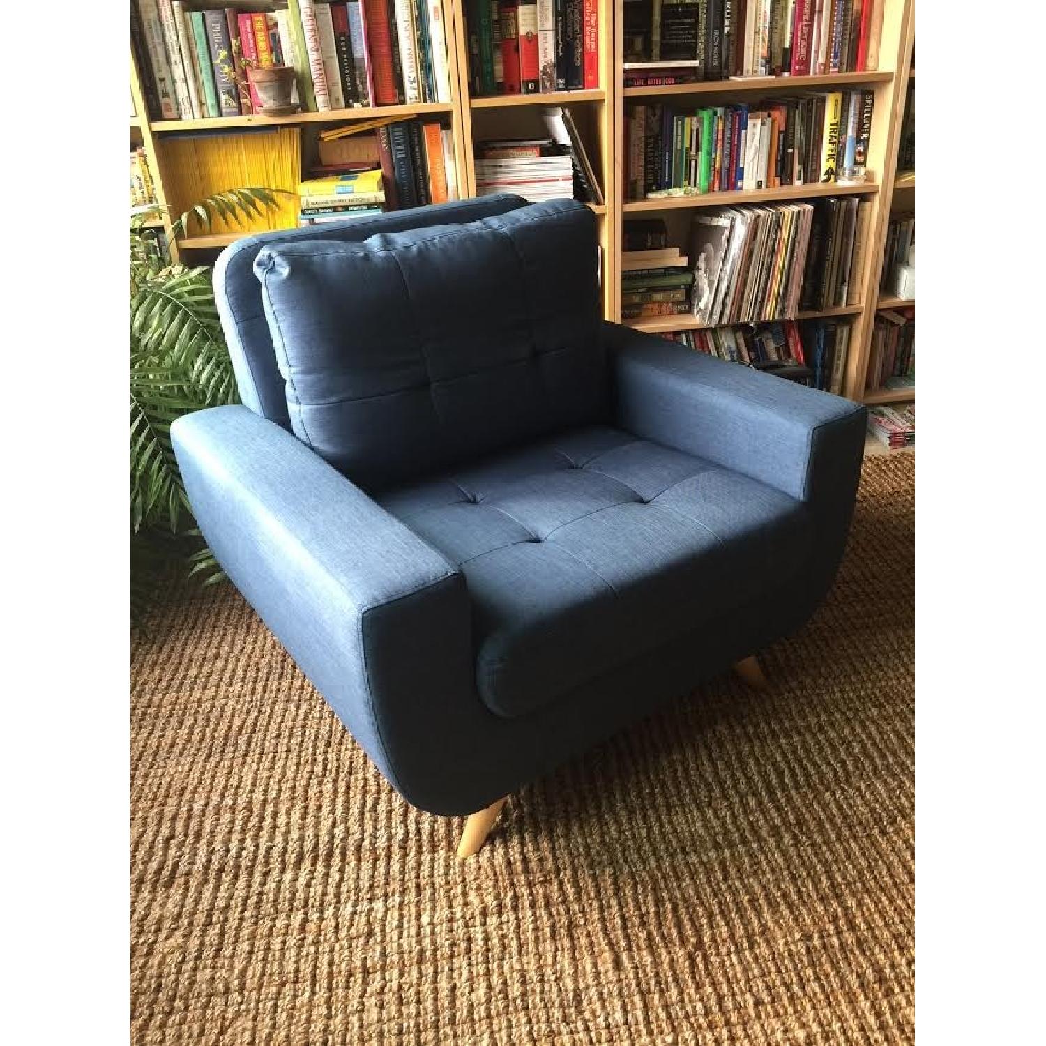 All Modern Mid-century Modern Arm Chair w/ Ottoman - image-1