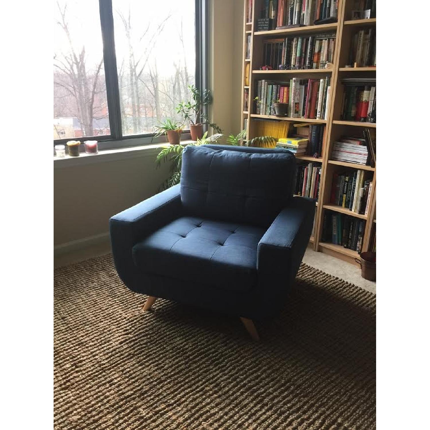 All Modern Mid-century Modern Arm Chair w/ Ottoman - image-2