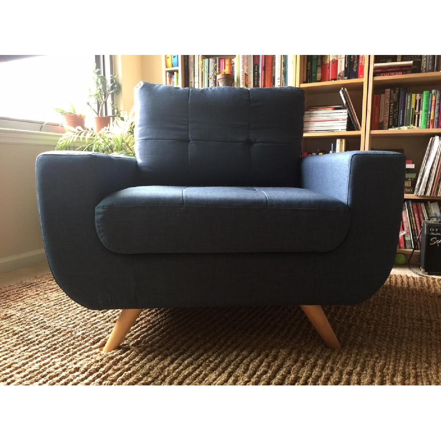 All Modern Mid-century Modern Arm Chair w/ Ottoman - image-3