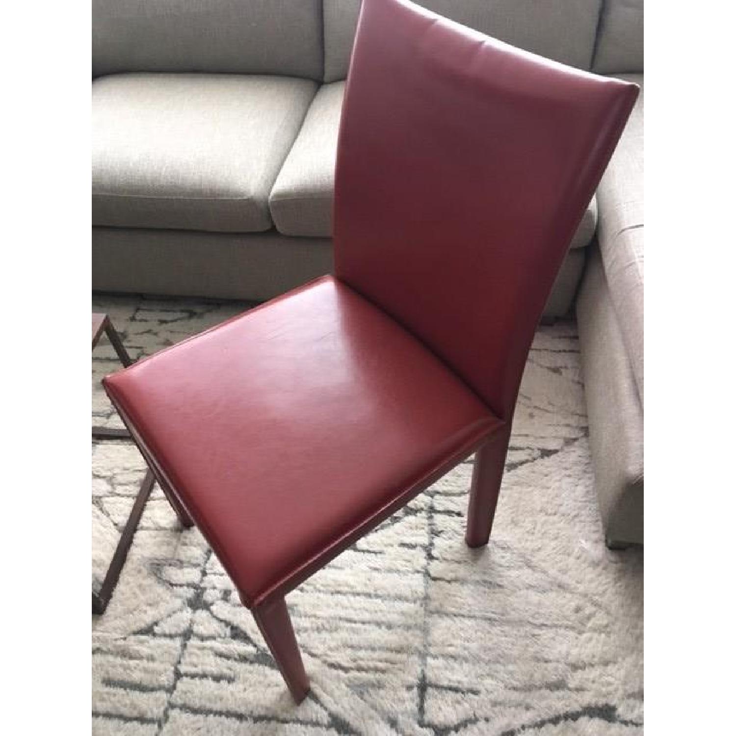 Crate & Barrel Red Leather Folio Dining Chair - image-1