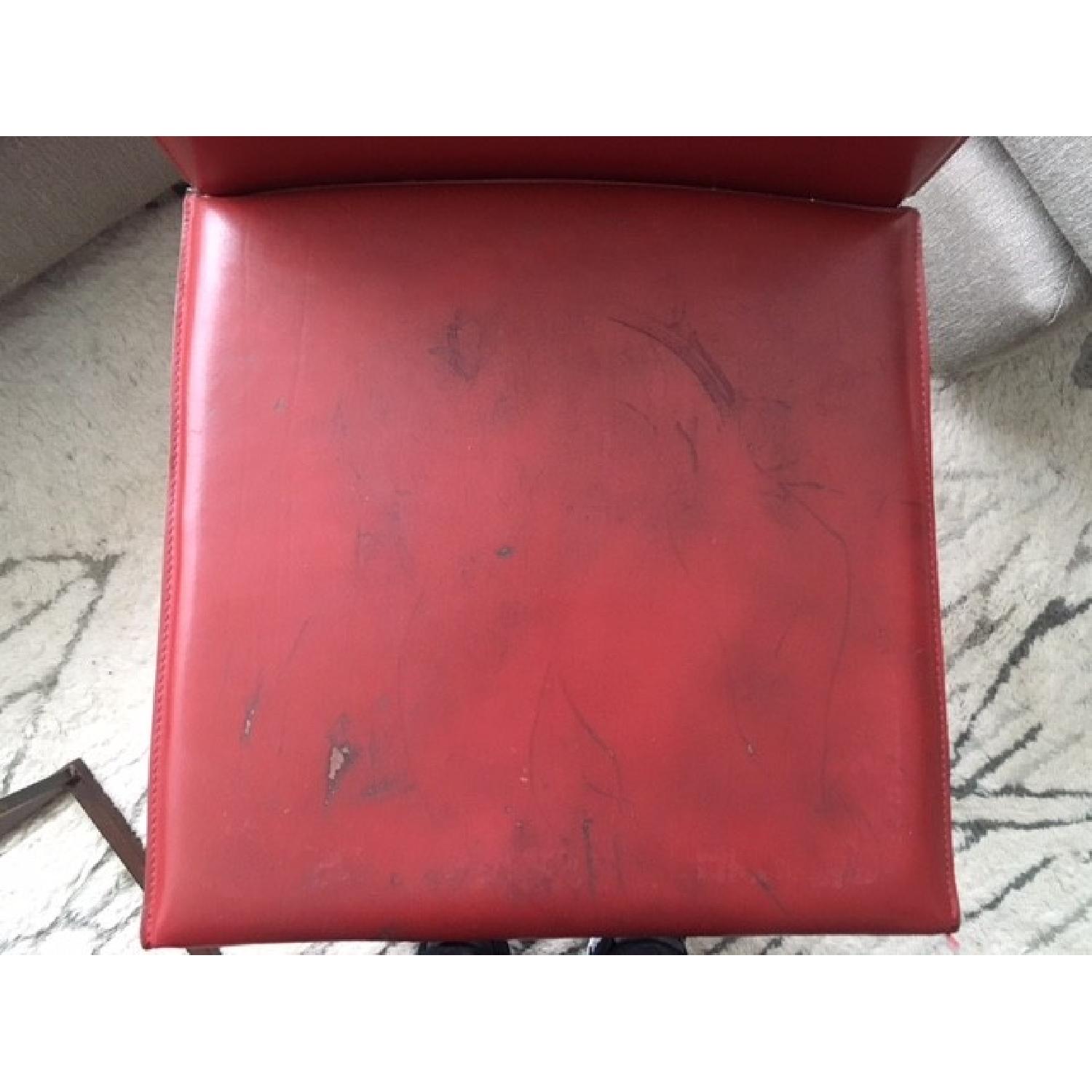 Crate & Barrel Red Leather Folio Dining Chair - image-3