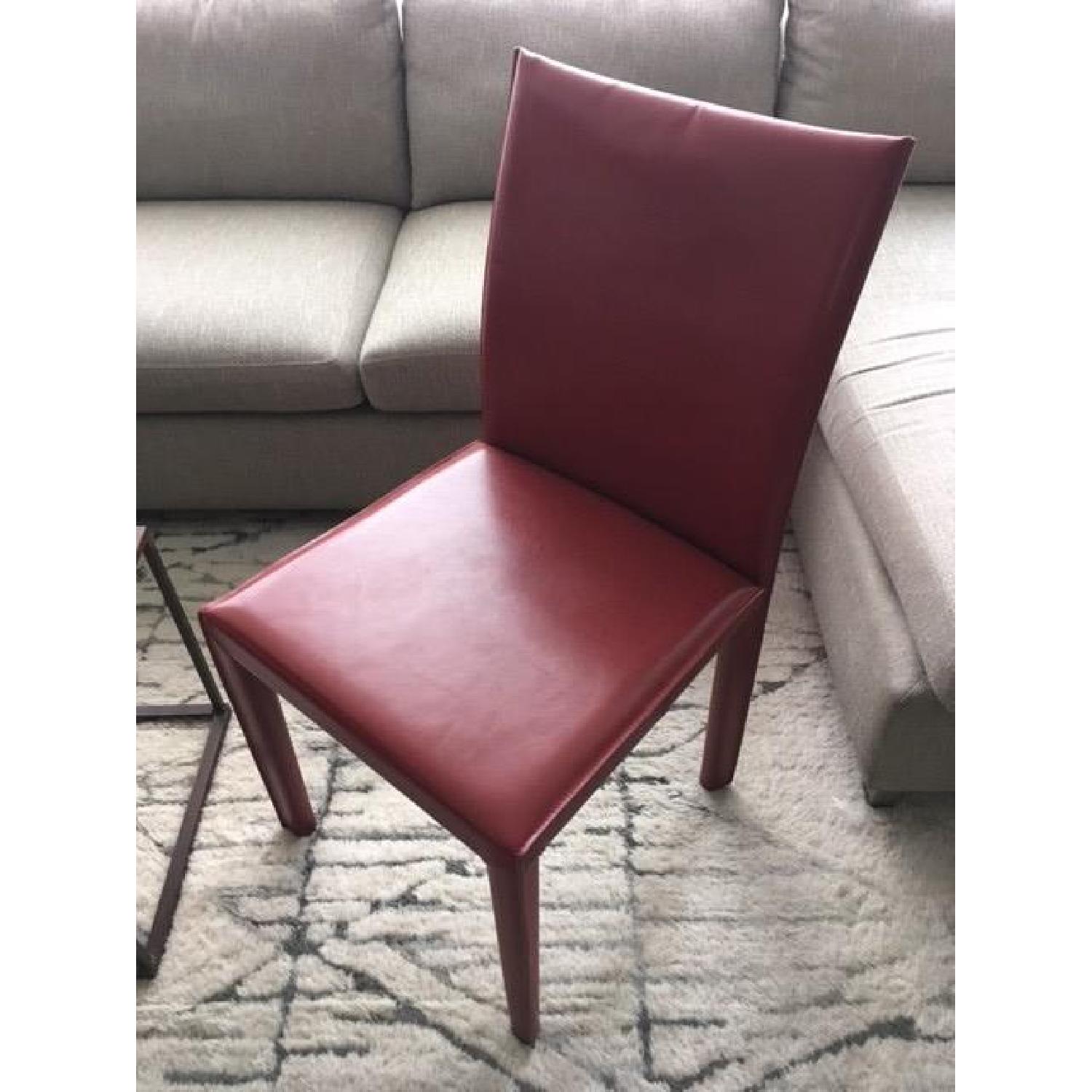 Crate & Barrel Red Leather Folio Dining Chair - image-4