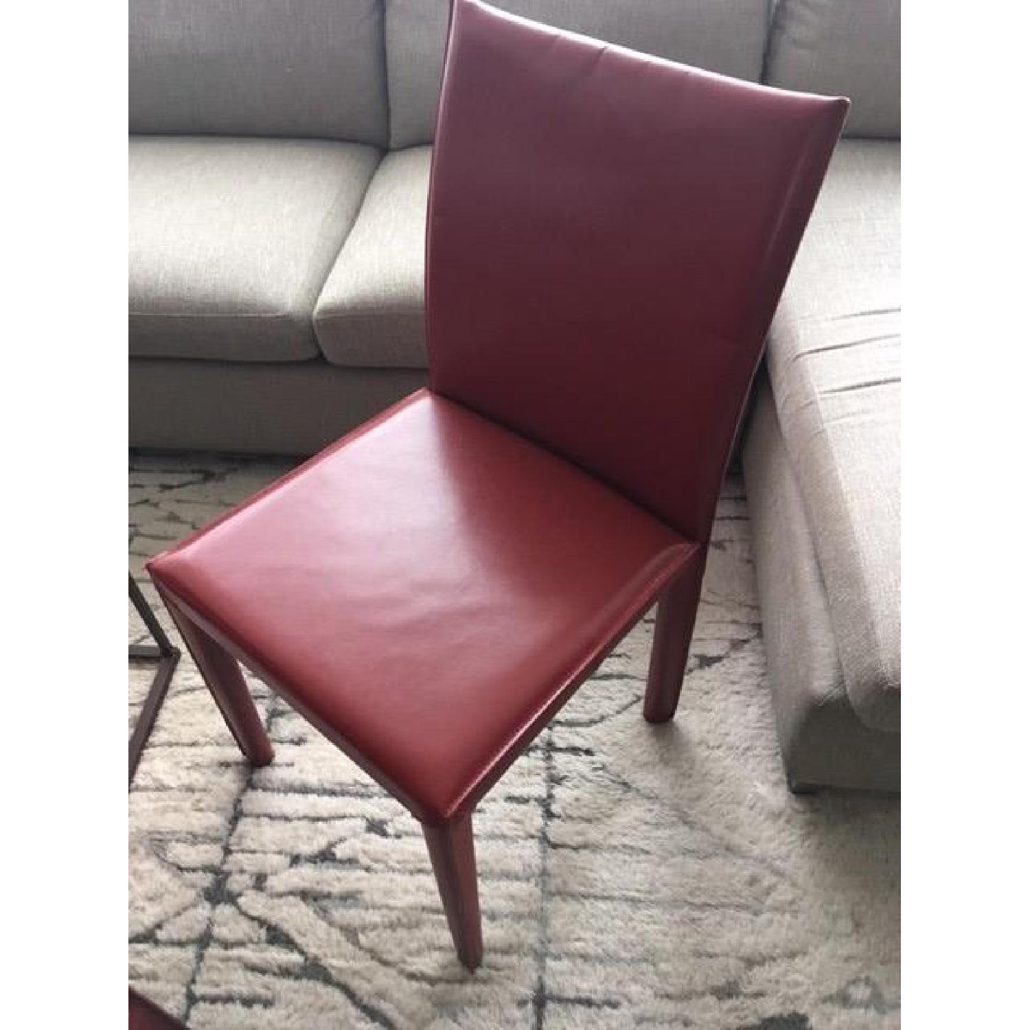 Crate & Barrel Red Leather Folio Dining Chair - image-5