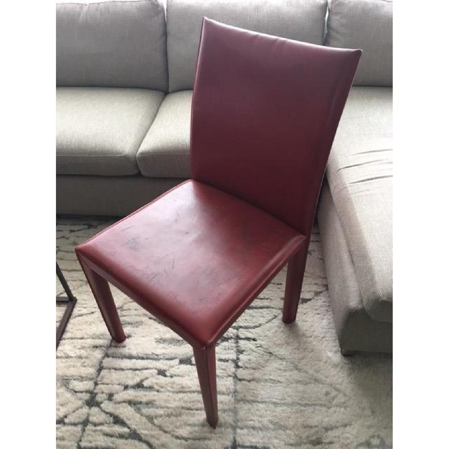 Crate & Barrel Red Leather Folio Dining Chair - image-6