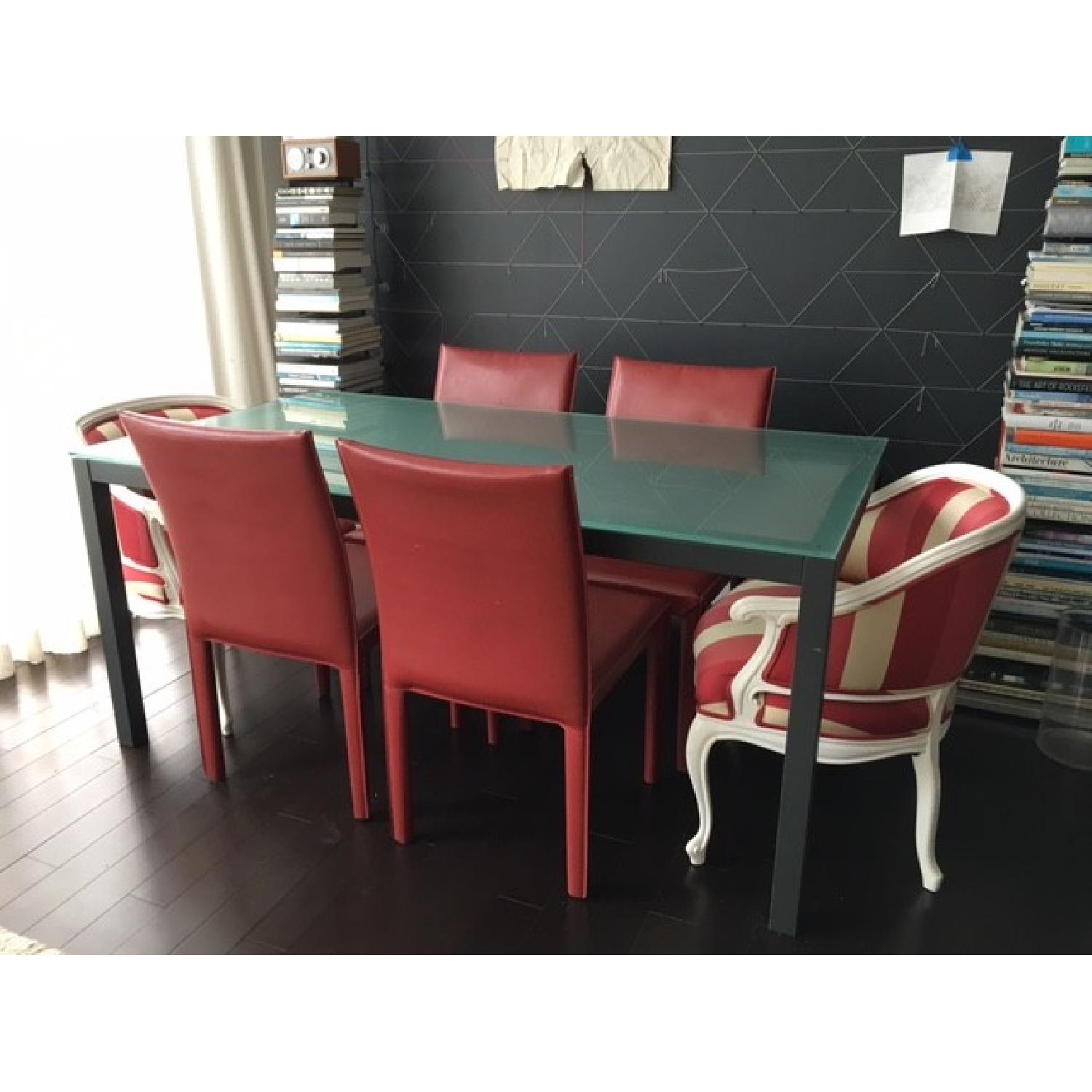 Crate & Barrel Red Leather Folio Dining Chair - image-7
