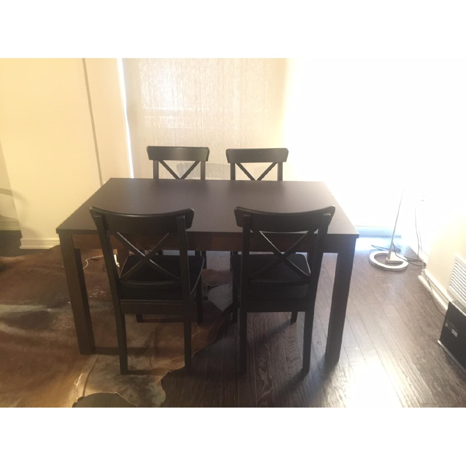 Ikea Dark Brown Wooden Dining Table w/ 4 Chairs - image-3