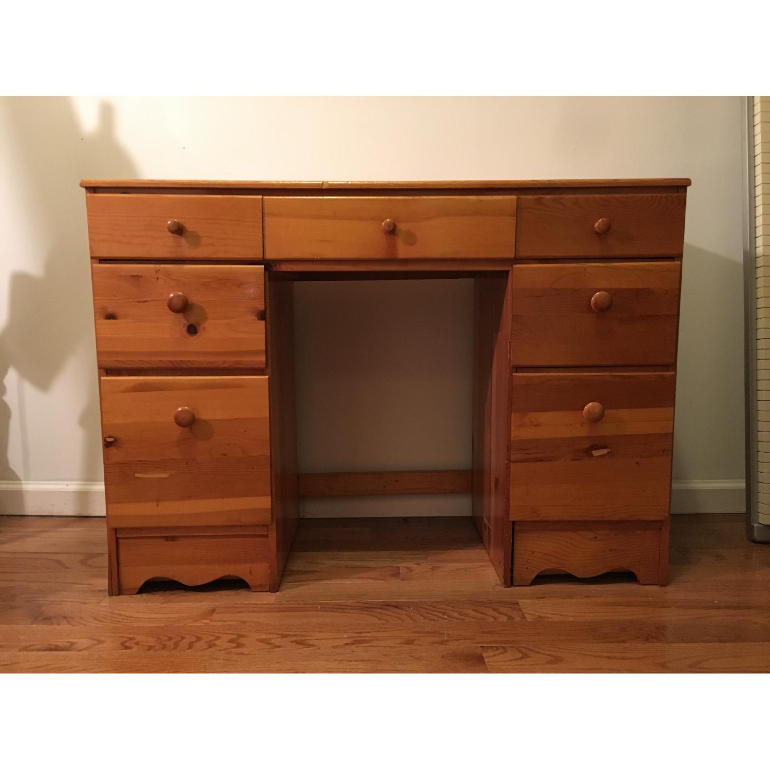 Medium-Blond Solid Wood Desk - image-1