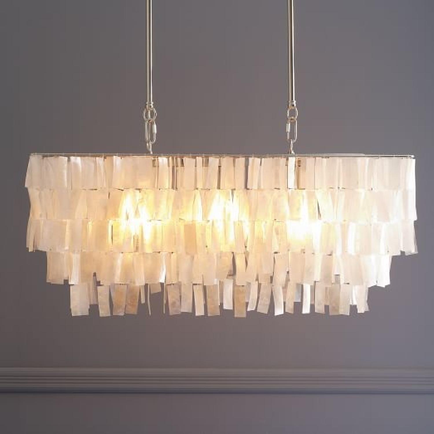 West Elm Large Rectangle Hanging Capiz Chandelier - AptDeco