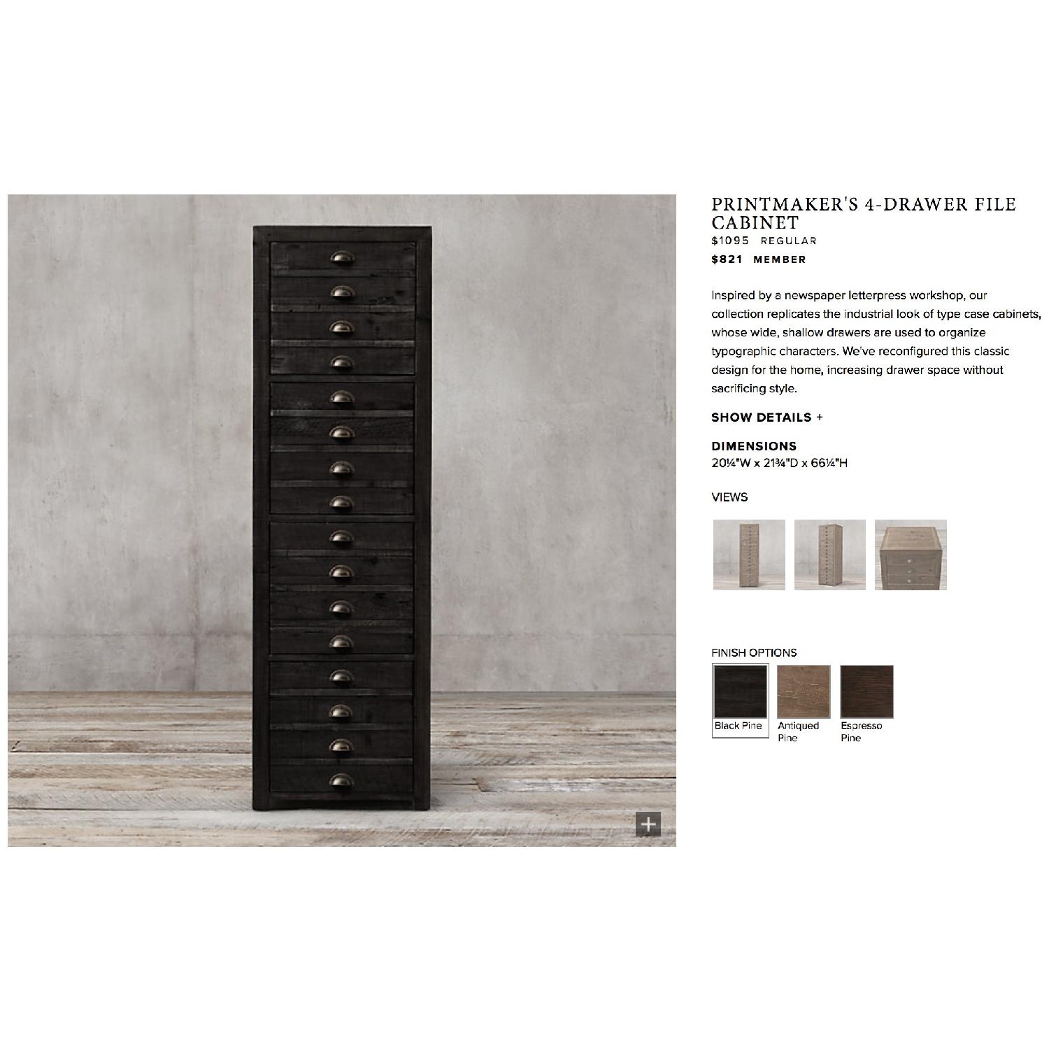 Restoration Hardware Printmaker's 4-Drawer Filing Cabinet - image-3