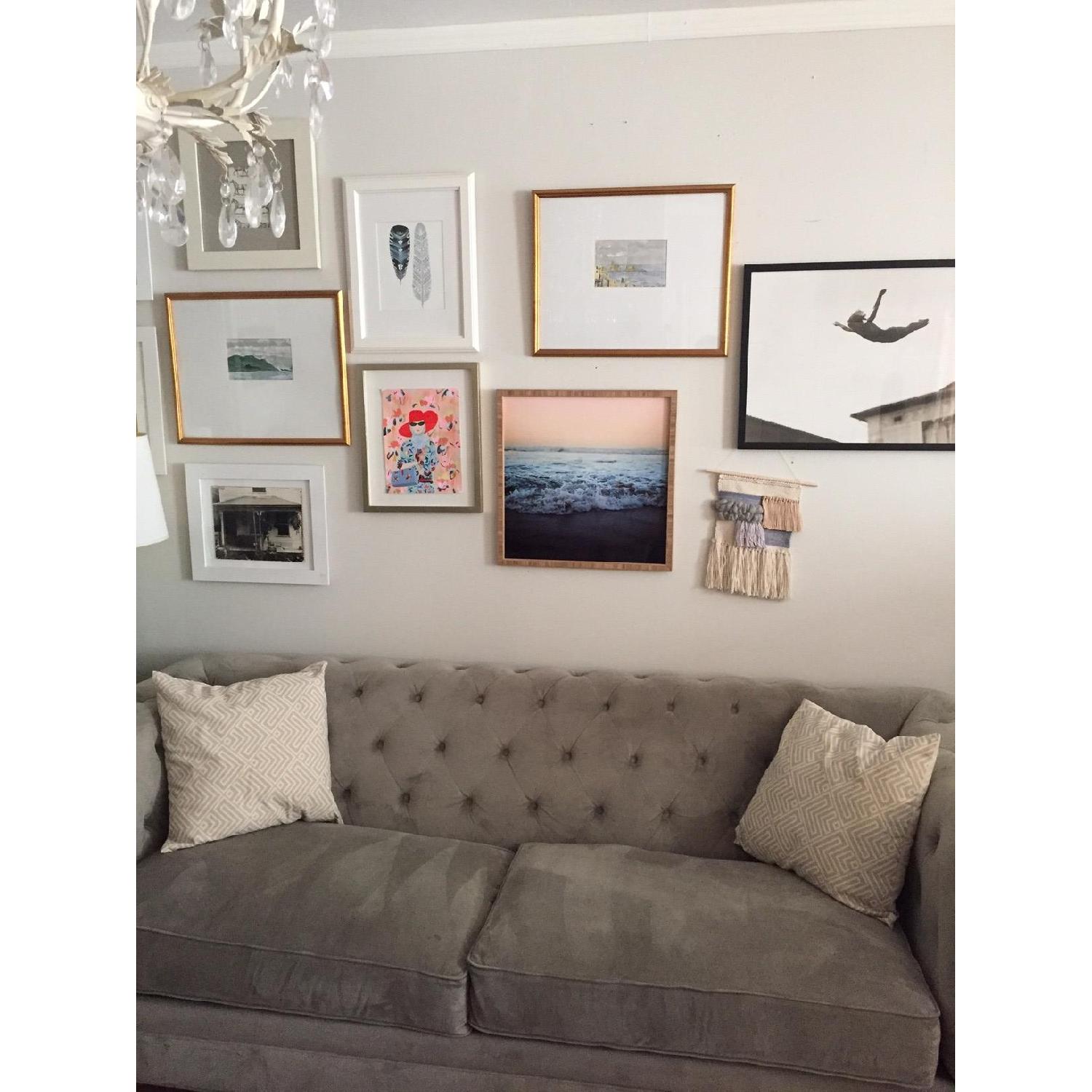 Martha Stewart Velvet Chesterfield Sofa - image-1