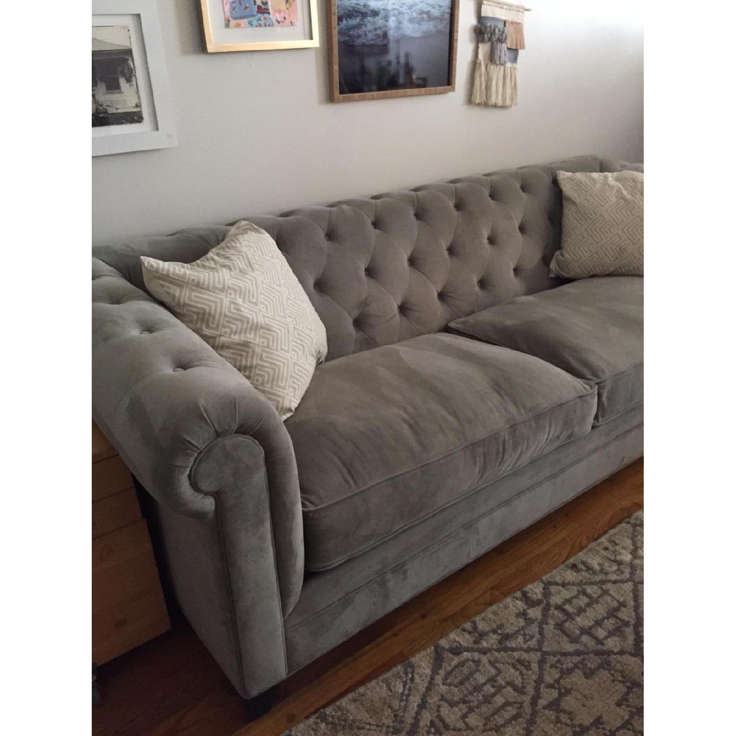 Martha Stewart Velvet Chesterfield Sofa - image-3