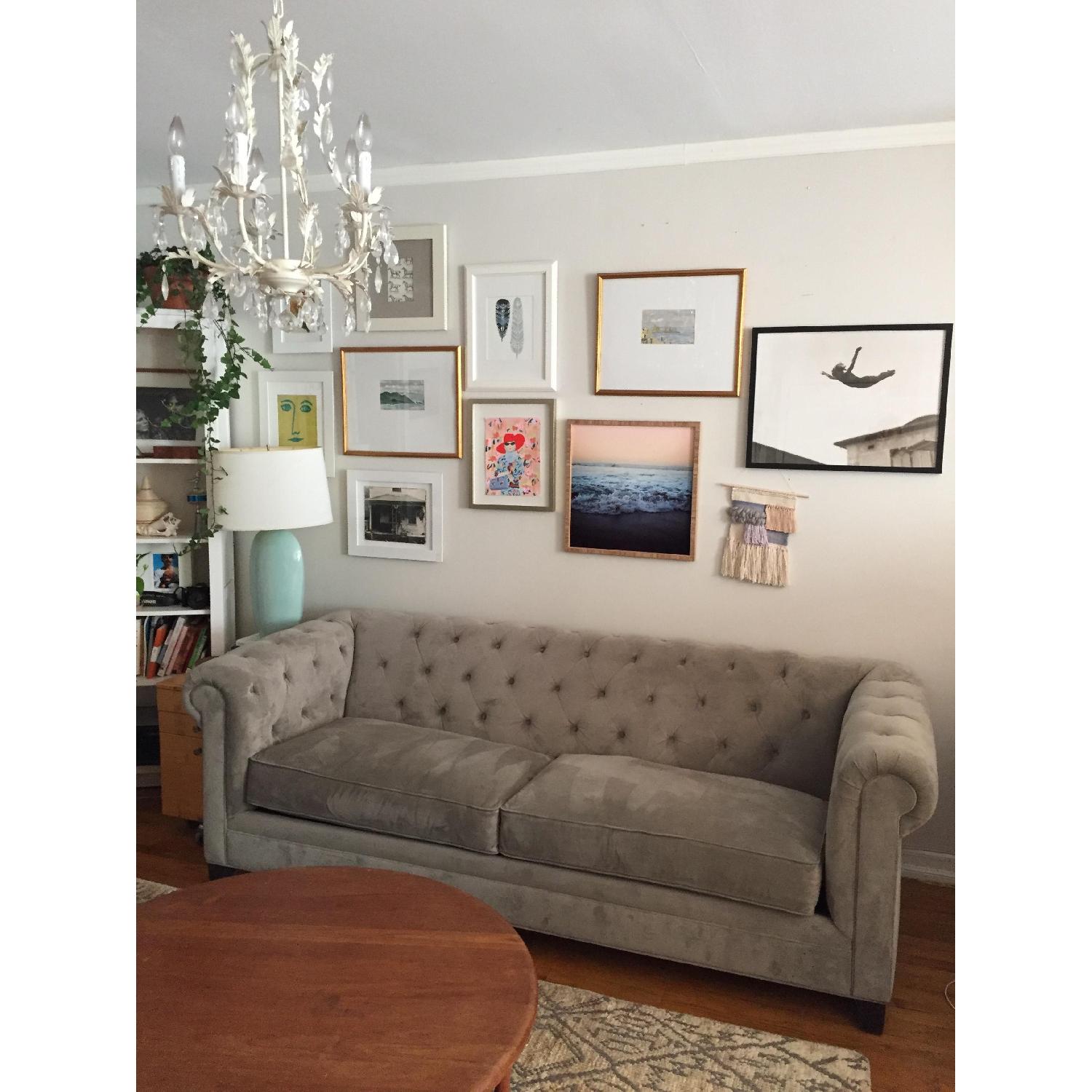 Martha Stewart Velvet Chesterfield Sofa - image-4