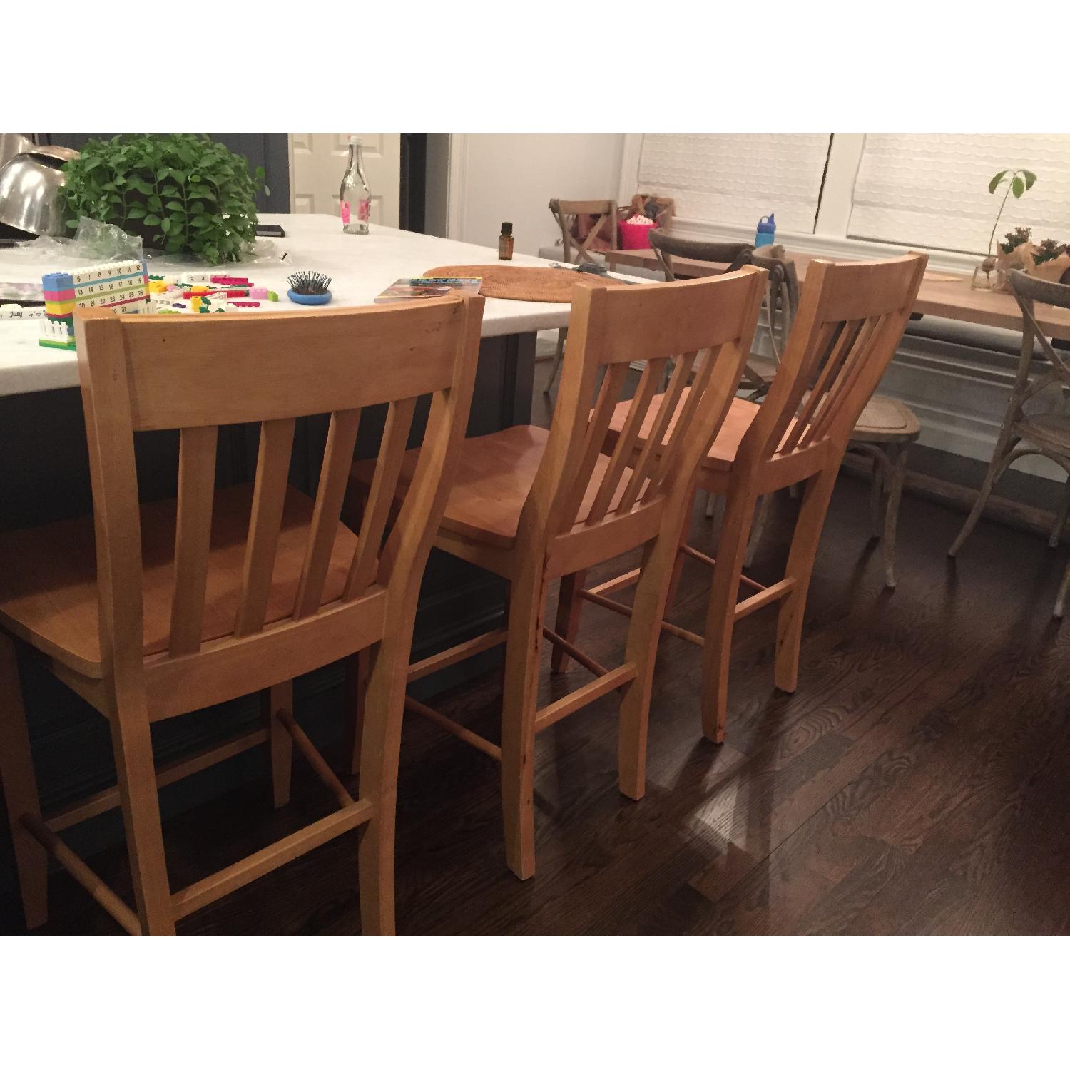 Natural Wood Counter Stools - Set of 3 - image-1