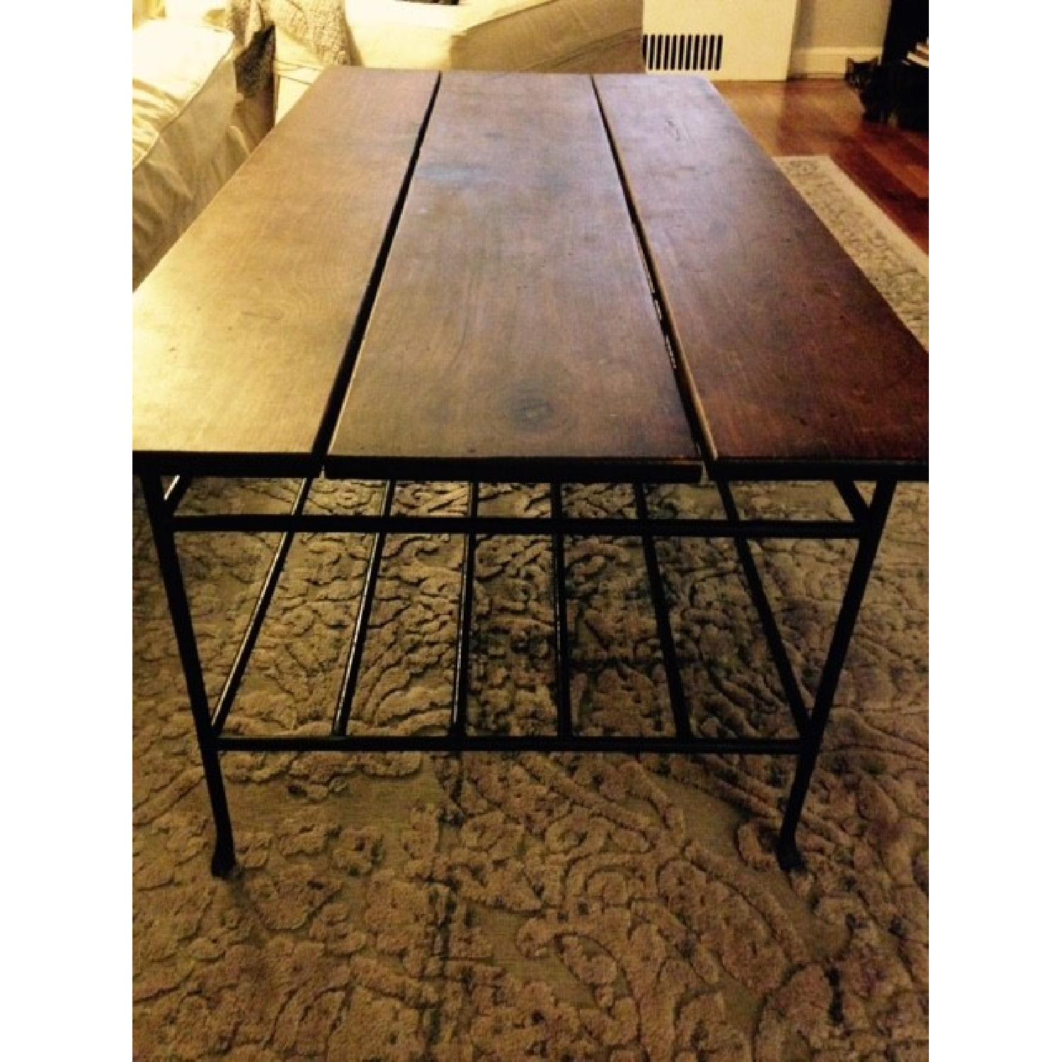 Pottery Barn Solid Wood and Wrought Iron Coffee Table - image-2