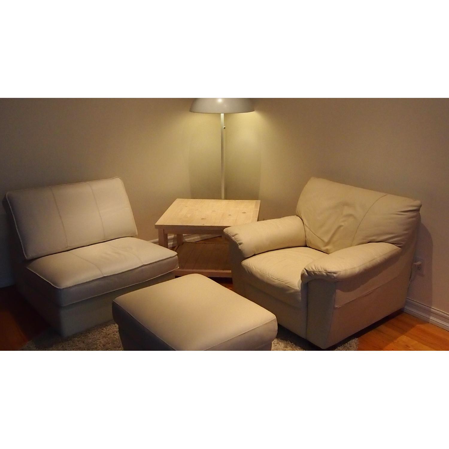 Ikea Vreta Mjuk Leather Armchair + Footstool - image-3