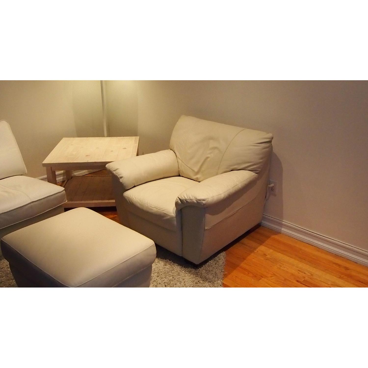 Ikea Vreta Mjuk Leather Armchair + Footstool - image-4