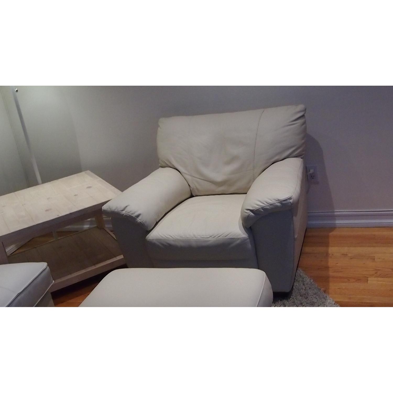 Ikea Vreta Mjuk Leather Armchair + Footstool - image-6