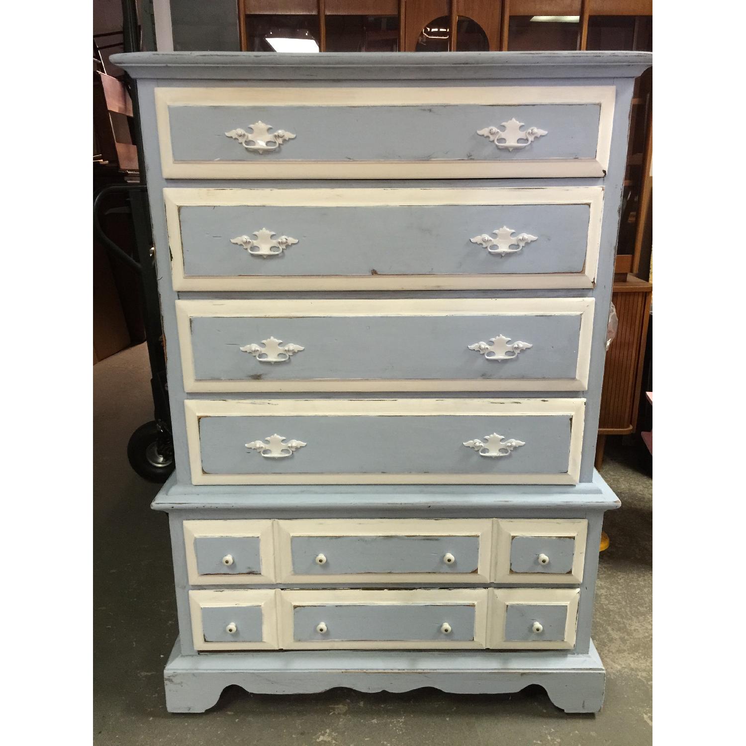 Vintage 6 Drawer Dresser Painted In Shabby Chic Style - image-2