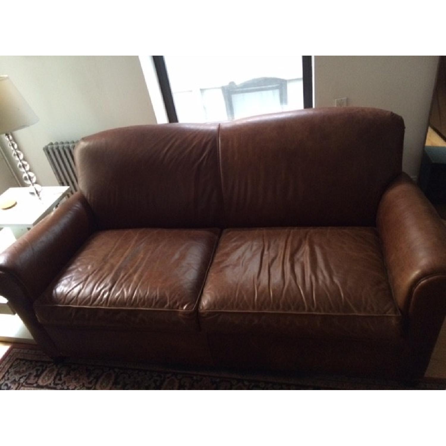 Crate & Barrel Classic Leather Sofa/Couch AptDeco