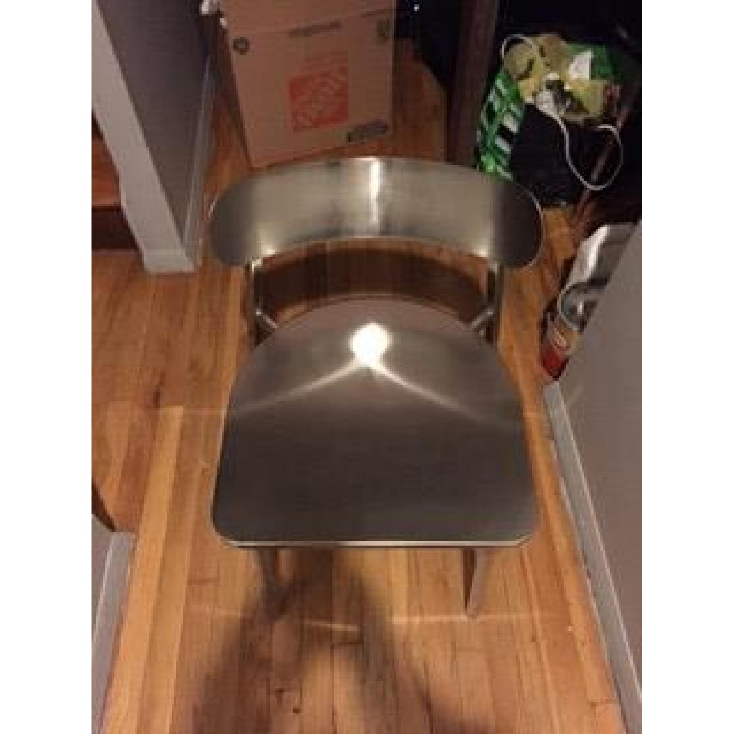 Modern Wood Table w/ 4 Stainless Steel Chairs - image-3