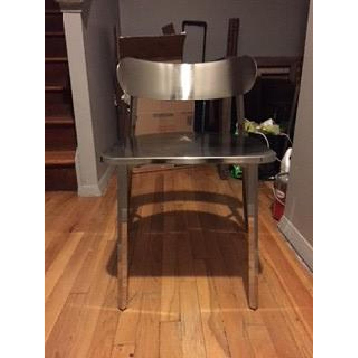 Modern Wood Table w/ 4 Stainless Steel Chairs - image-4