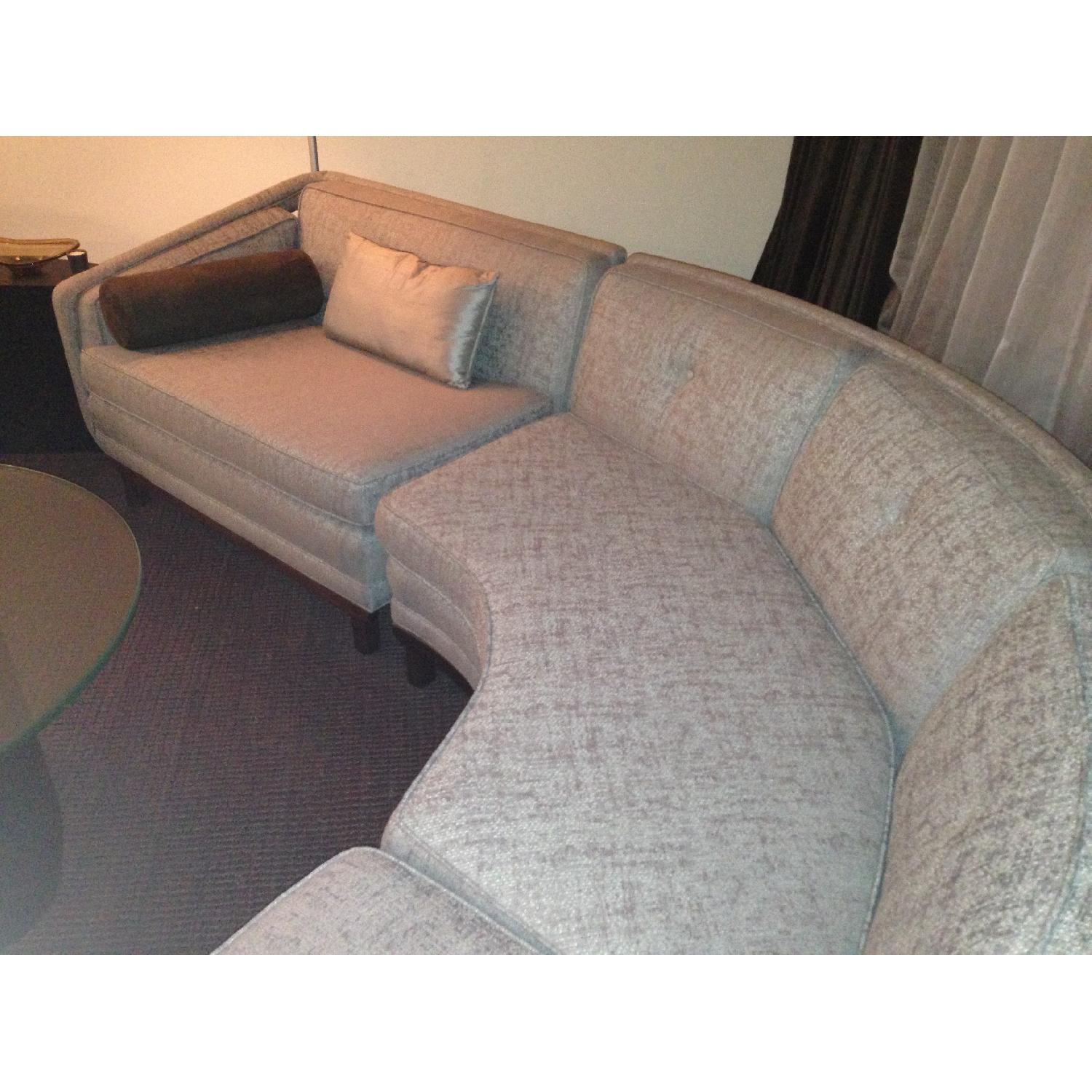 Curved Sofa w/ New Upholstery & Foam Cushions - image-2