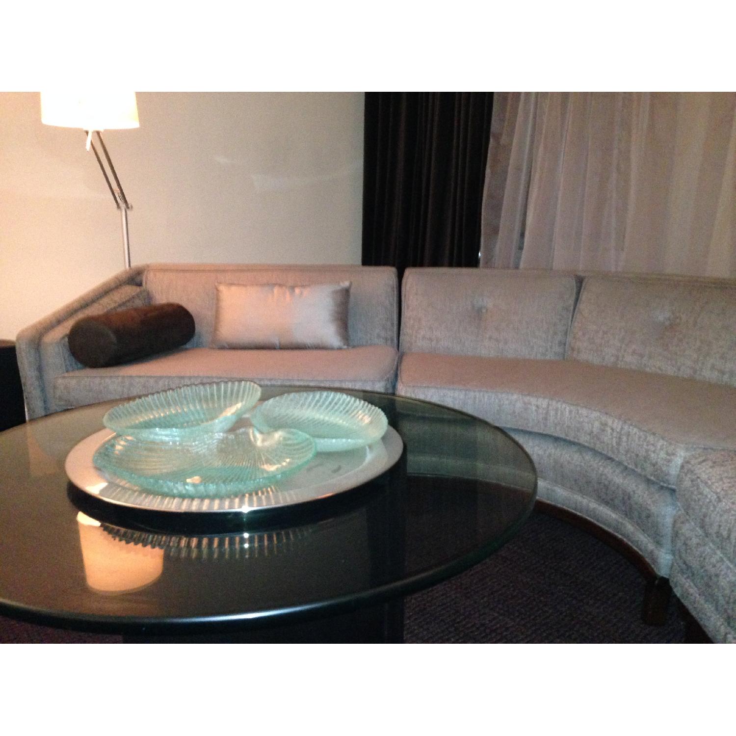 Curved Sofa w/ New Upholstery & Foam Cushions - image-3