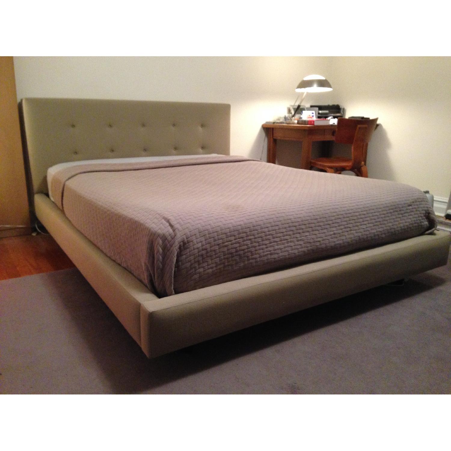Crate & Barrel Upholstered Modern Tufted Queen Size Bed Frame - image-1