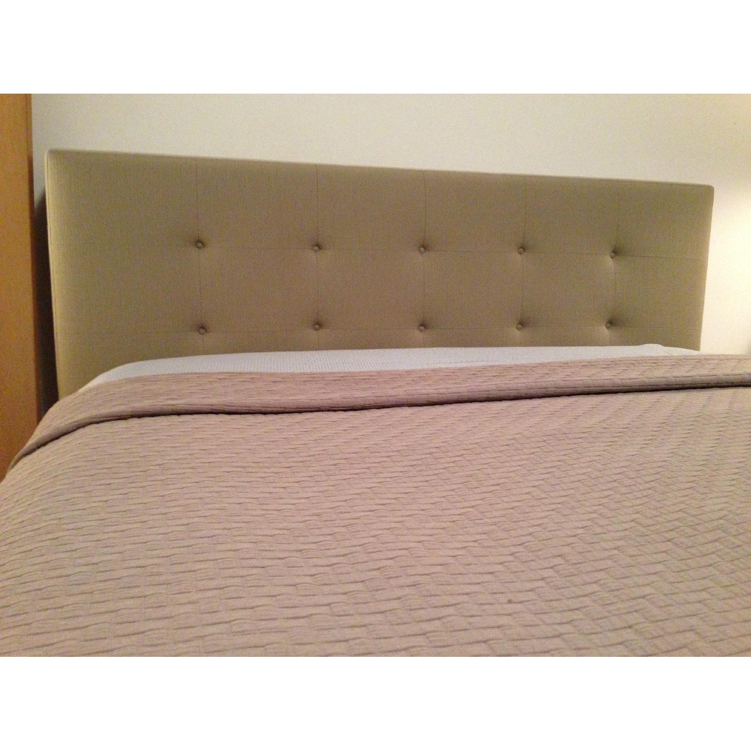 Crate & Barrel Upholstered Modern Tufted Queen Size Bed Frame - image-3