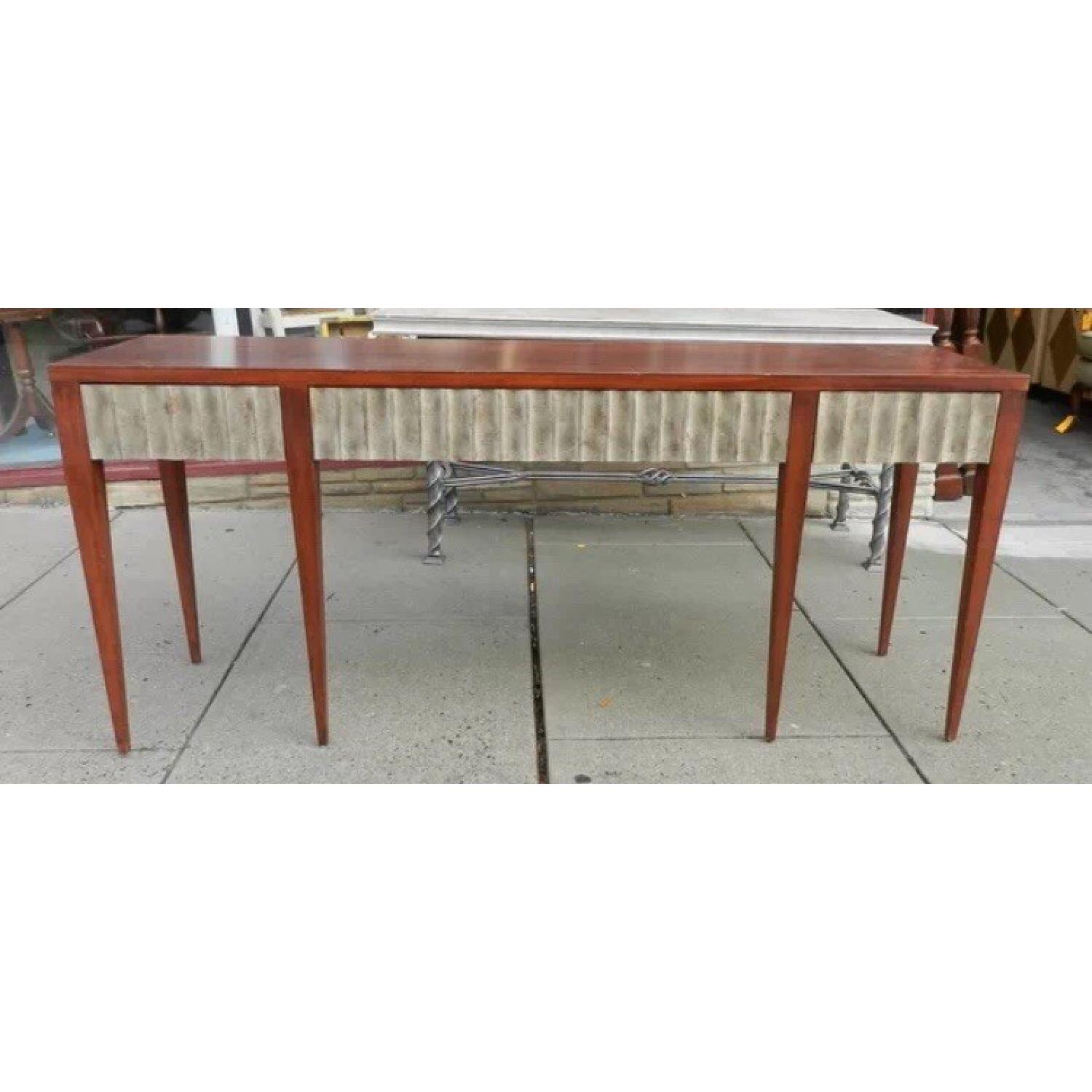 Baker Furniture John Black Cherry & Leaf Fluted Console/Side Table - image-1