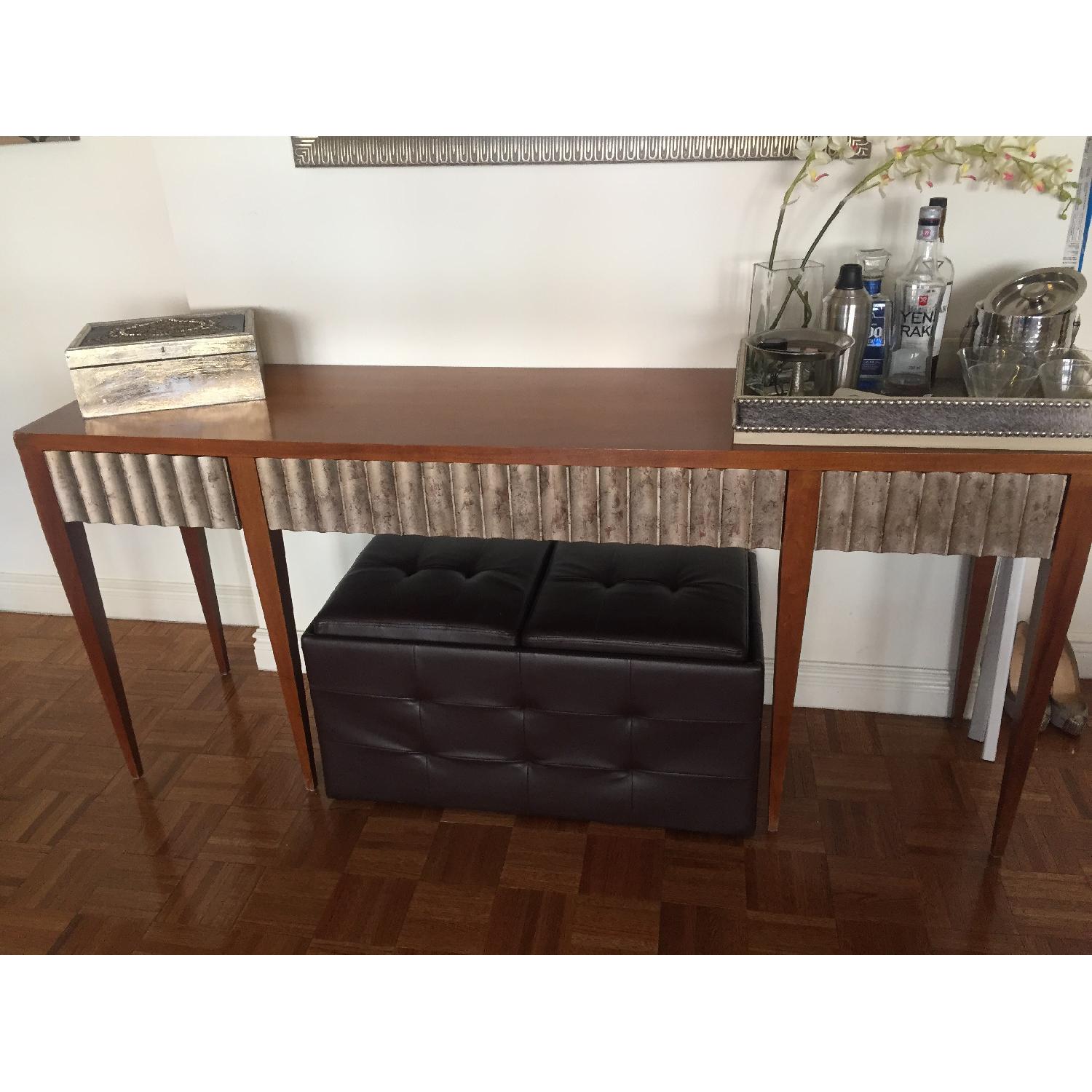 Baker Furniture John Black Cherry & Leaf Fluted Console/Side Table - image-2