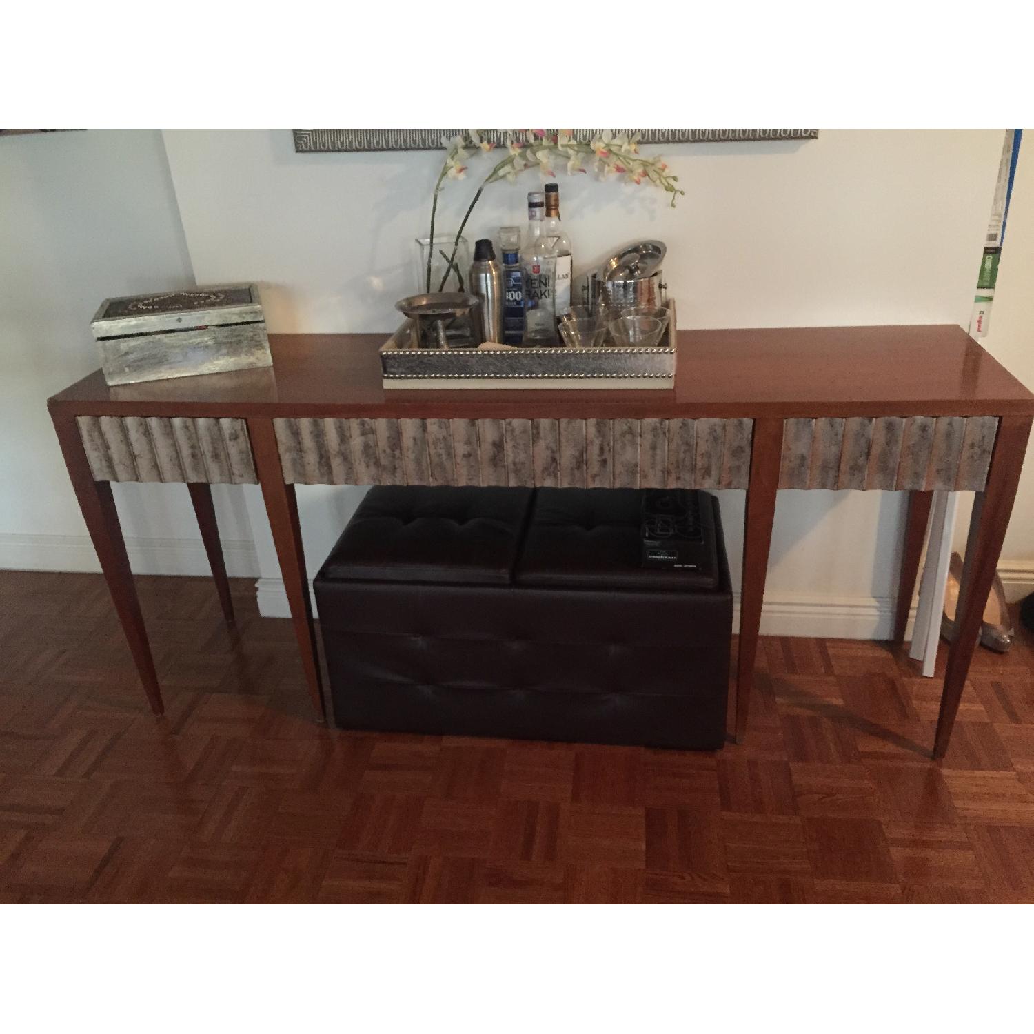 Baker Furniture John Black Cherry & Leaf Fluted Console/Side Table - image-3