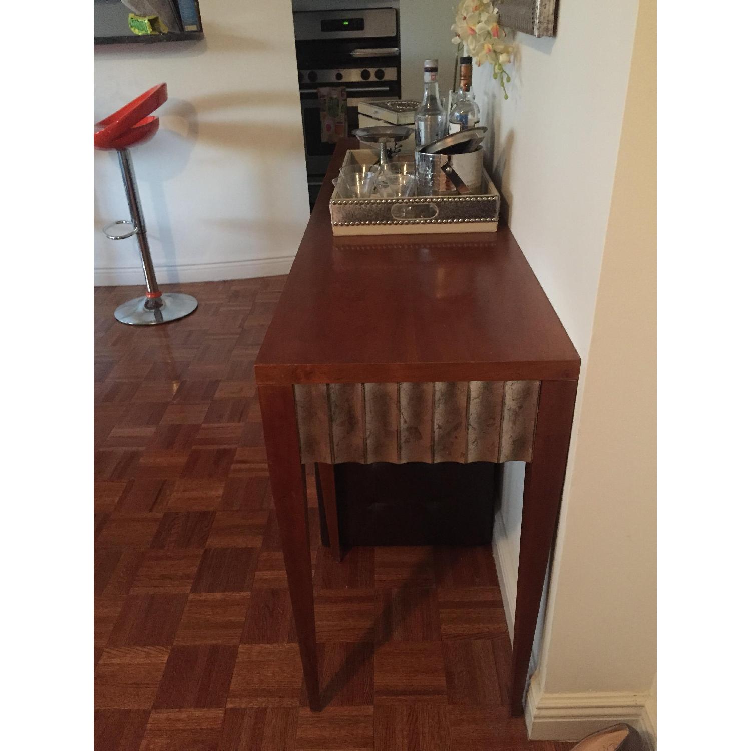 Baker Furniture John Black Cherry & Leaf Fluted Console/Side Table - image-4