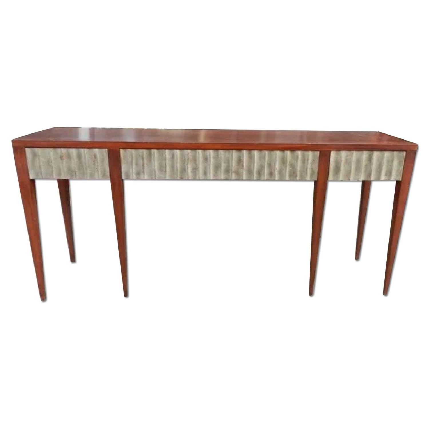 Baker Furniture John Black Cherry & Leaf Fluted Console/Side Table - image-0