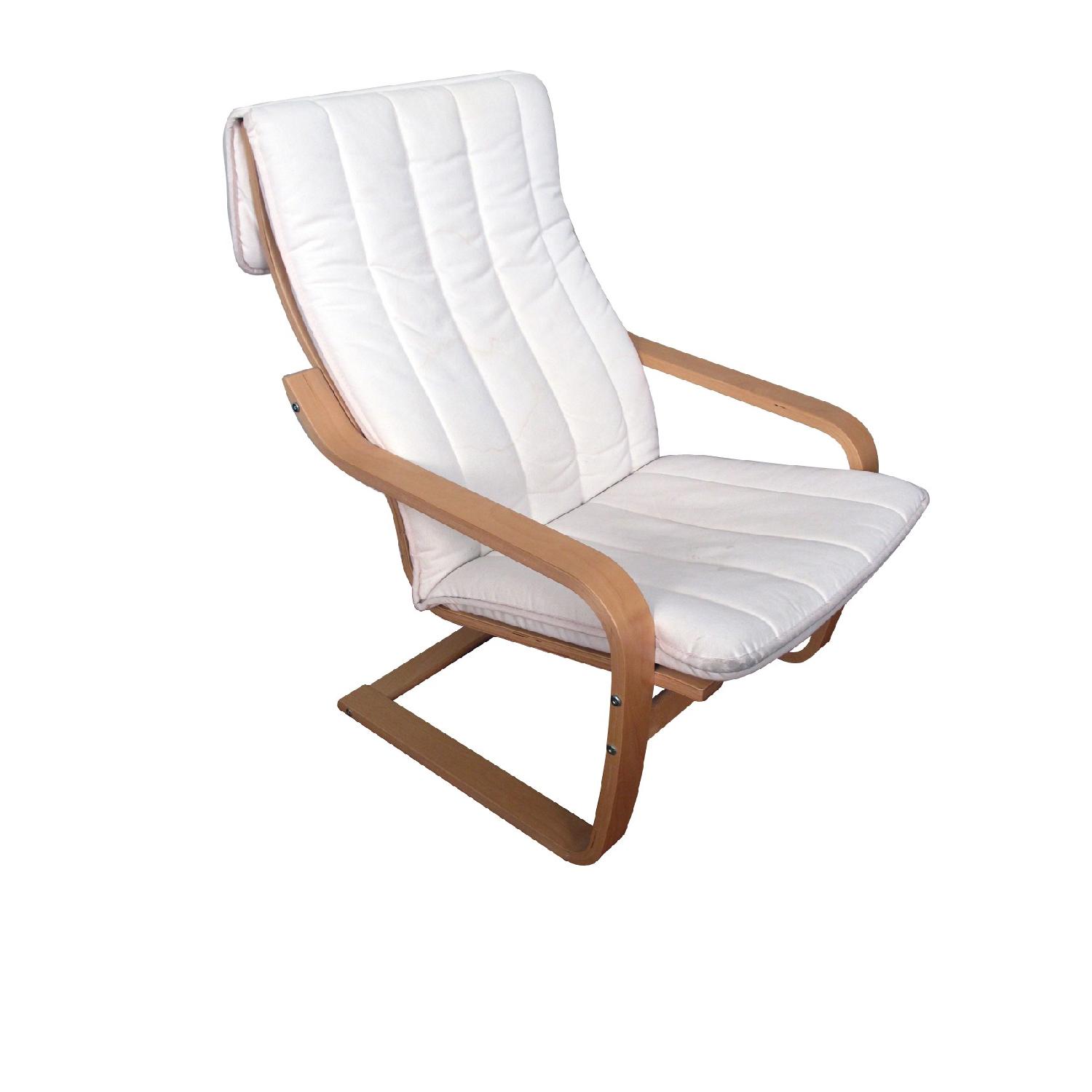 Ikea Birch Beneer Poang w/ Alme Natural Cushion - image-1