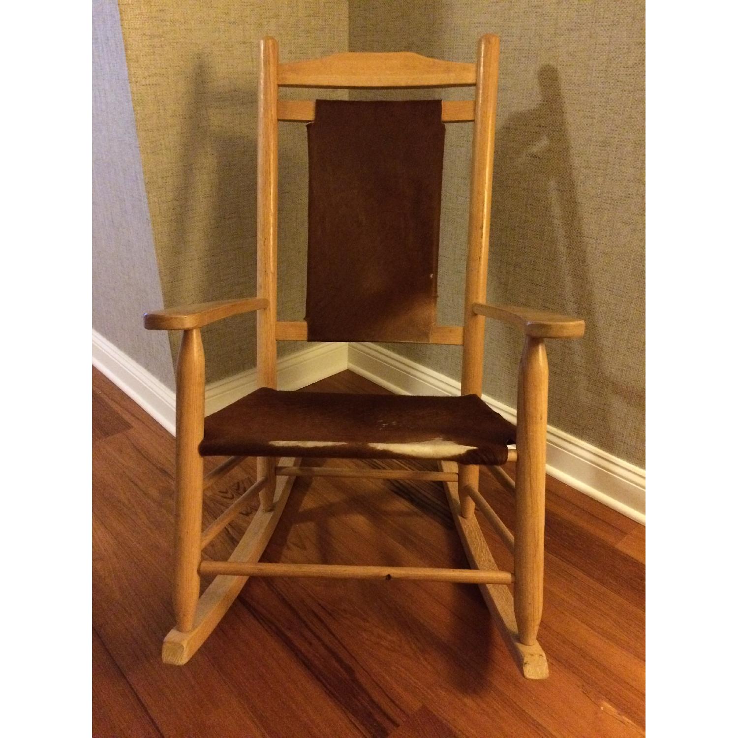 Cow Hyde & Pine Rocking Chair - image-4