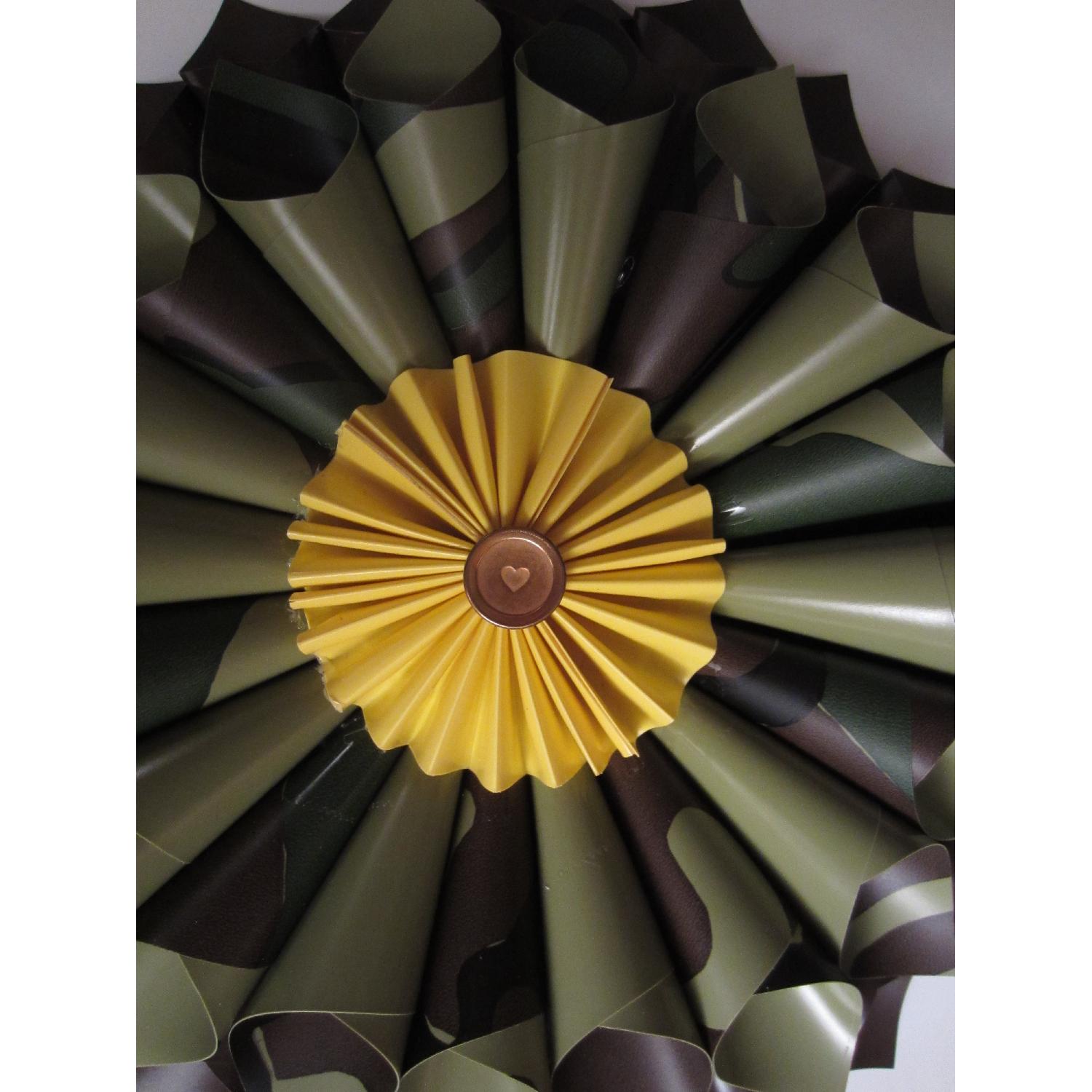 Multi-Colored Faux Leather (Vinyl) Wreath Honor Our Troops on Silver Plate - image-3