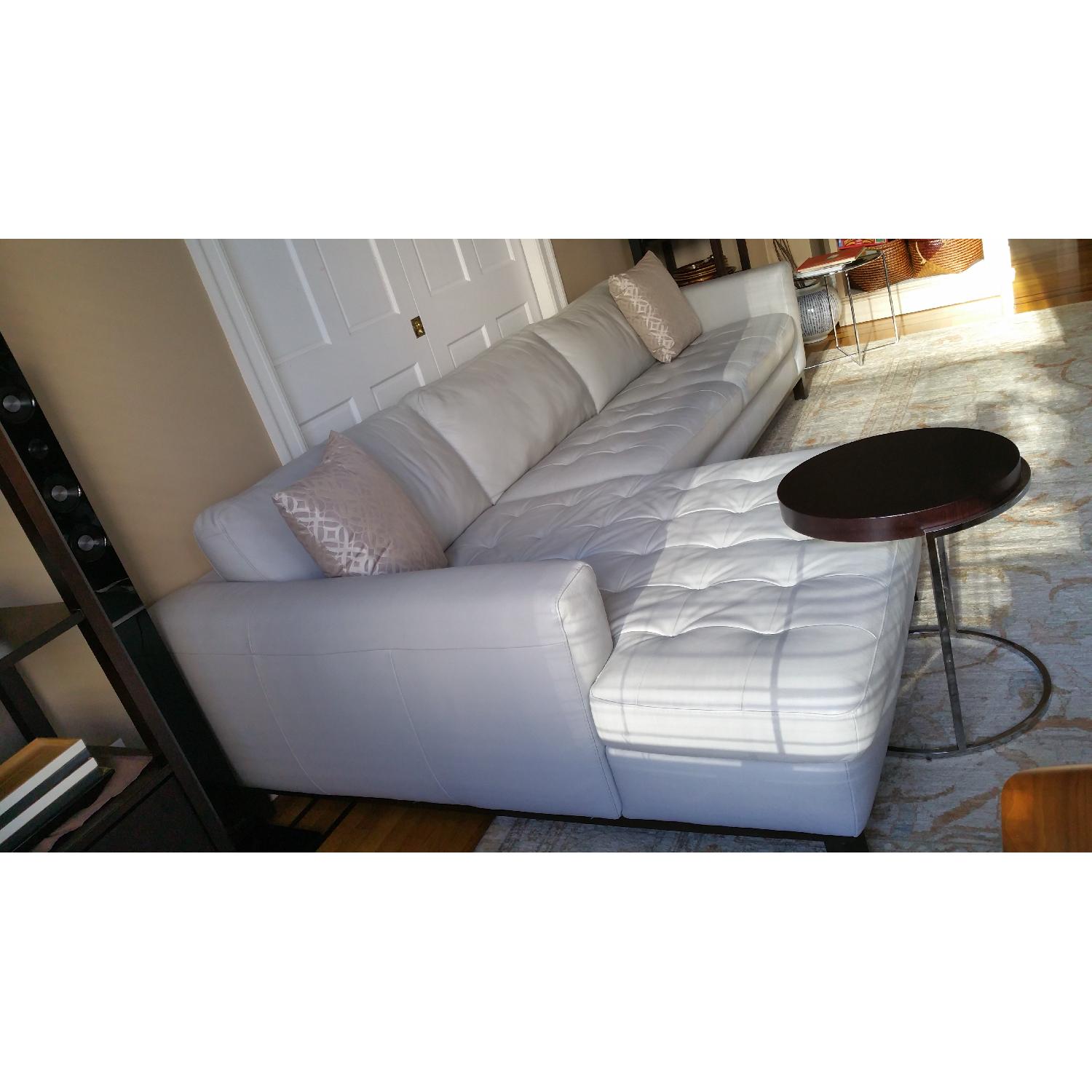 Natuzzi Italsofa Italian Pale Grey Leather Sectional Sofa - image-3